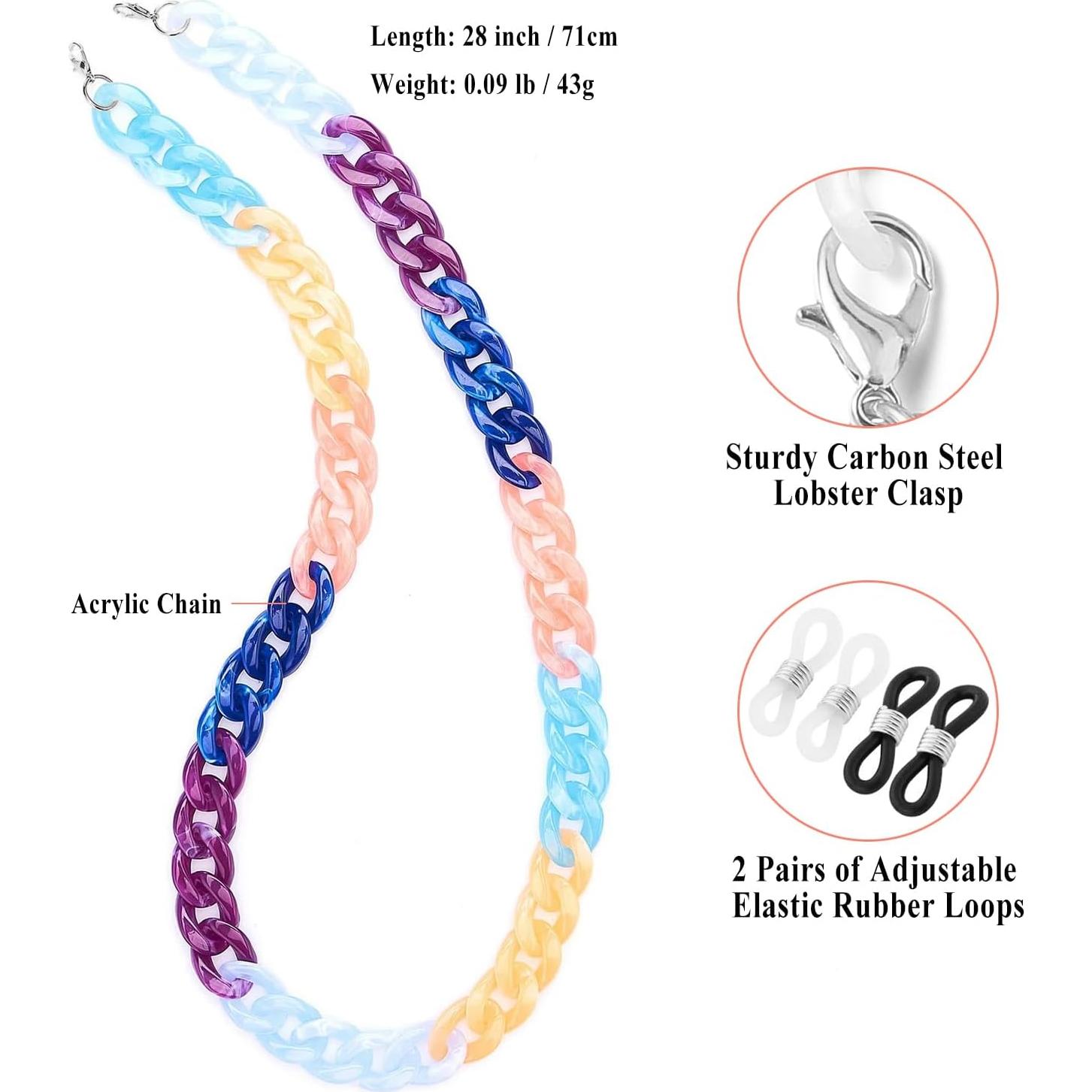 Cadena de Gafas Acrílica Multicolor para Mujeres 71 cm