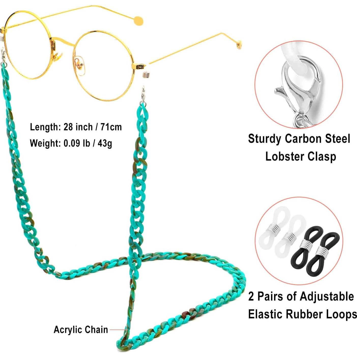 Cadena de Gafas Acrílica Turquesa para Mujeres 71 cm