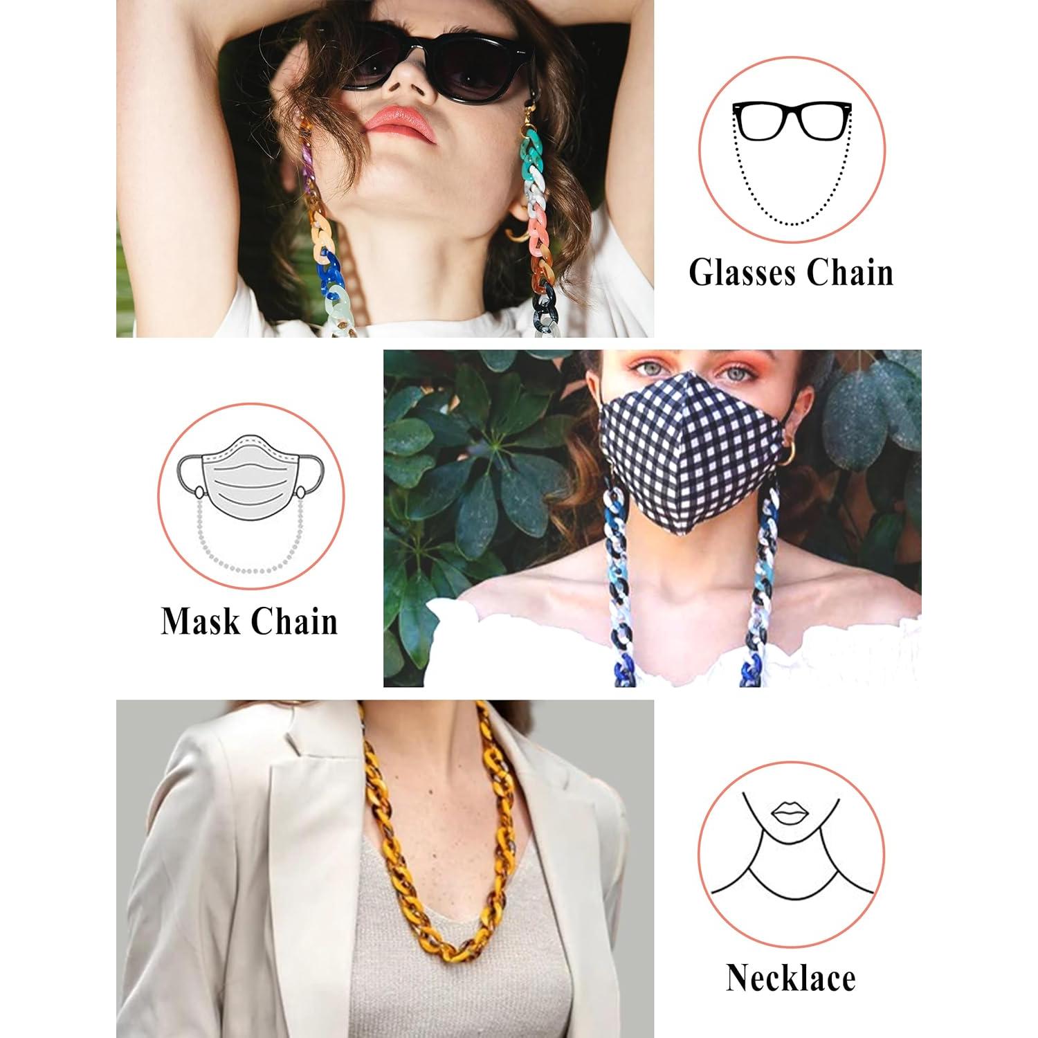 Cadena de Gafas Acrílica Turquesa para Mujeres 71 cm