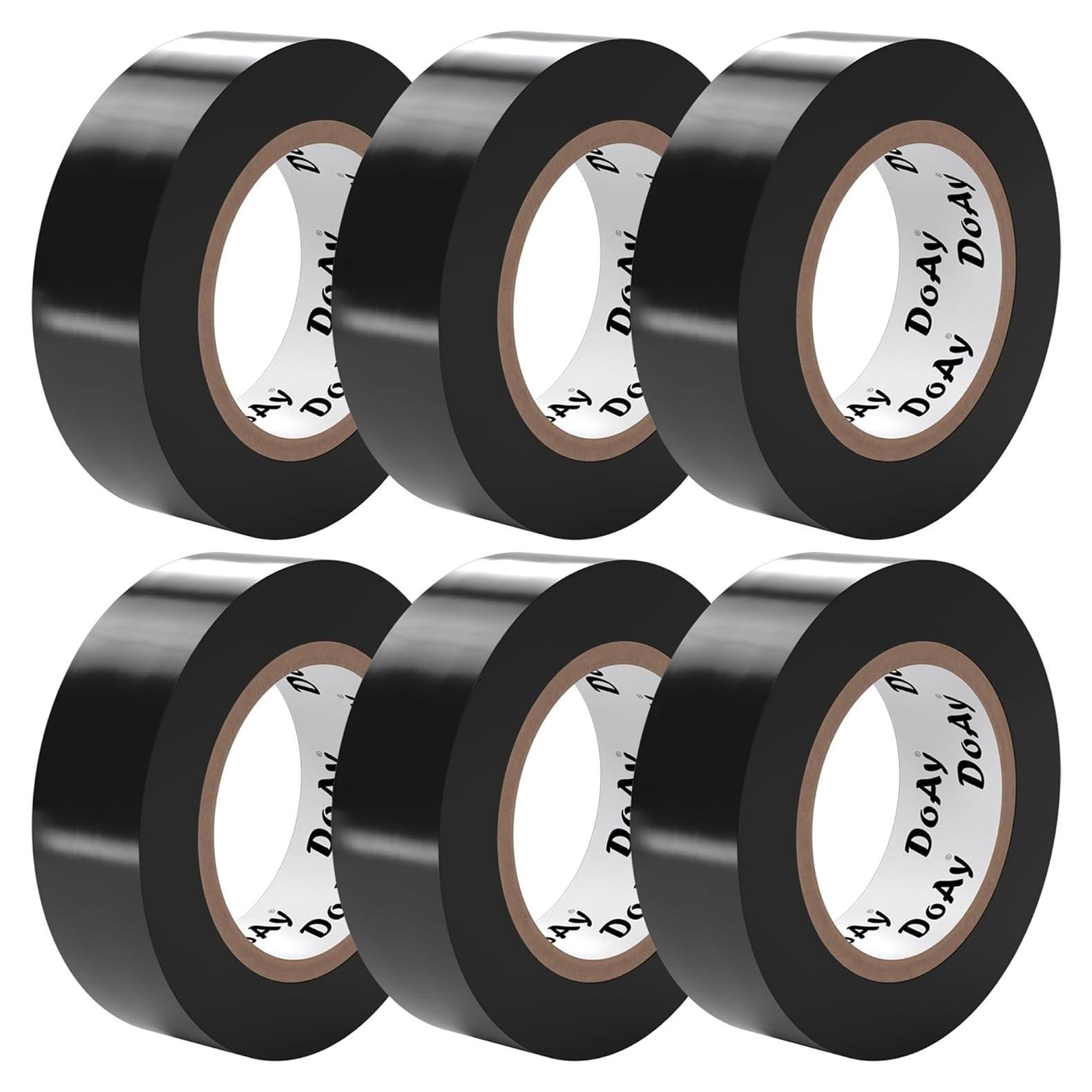Cinta Eléctrica Negra DOAY - 6 Rollos de 1.9 cm x 54.86 m
