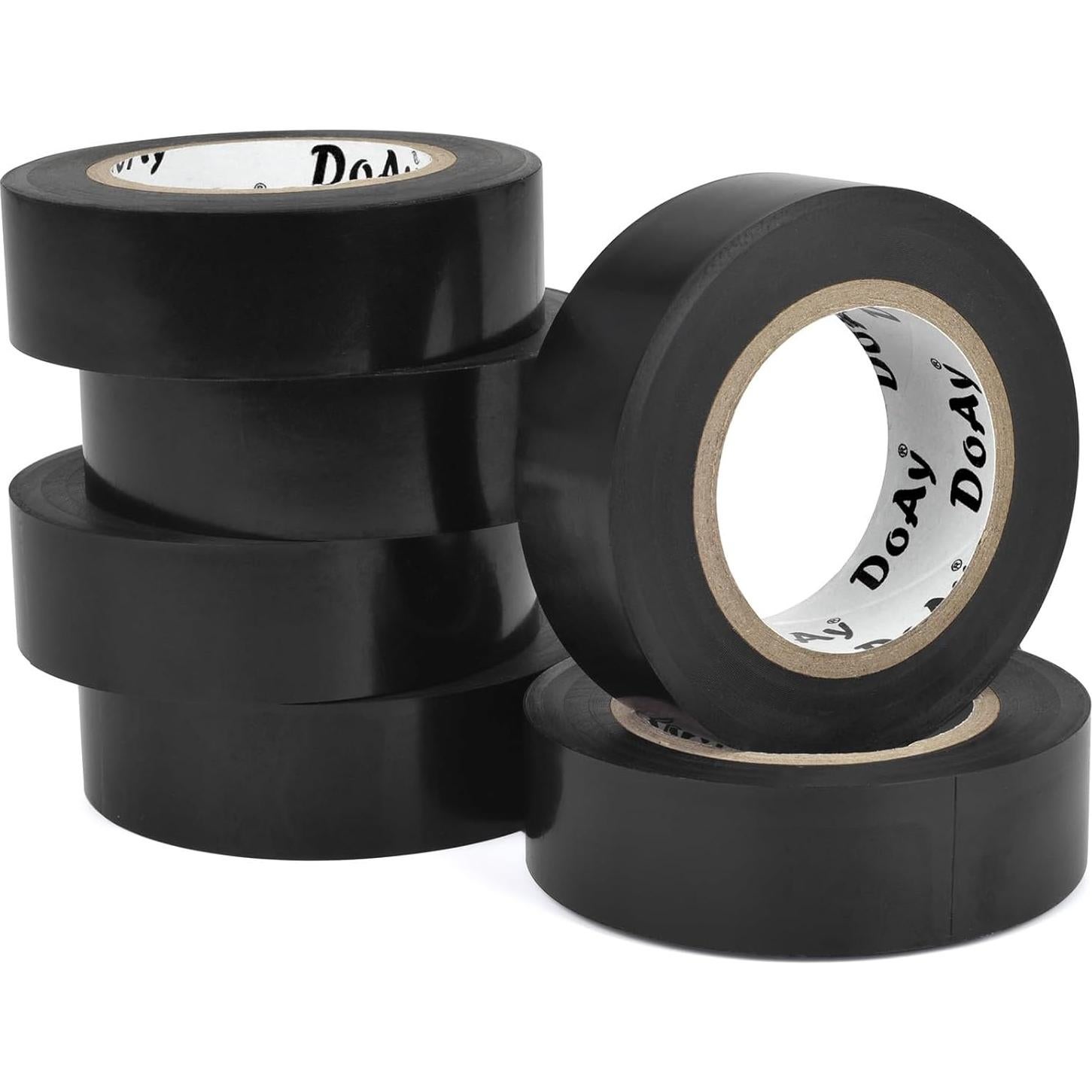 Cinta Eléctrica Negra DOAY - 6 Rollos de 1.9 cm x 54.86 m