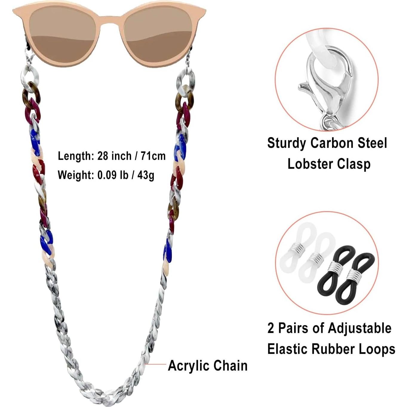 Cadena de Gafas Acrílicas Cosace 71 cm Antideslizante