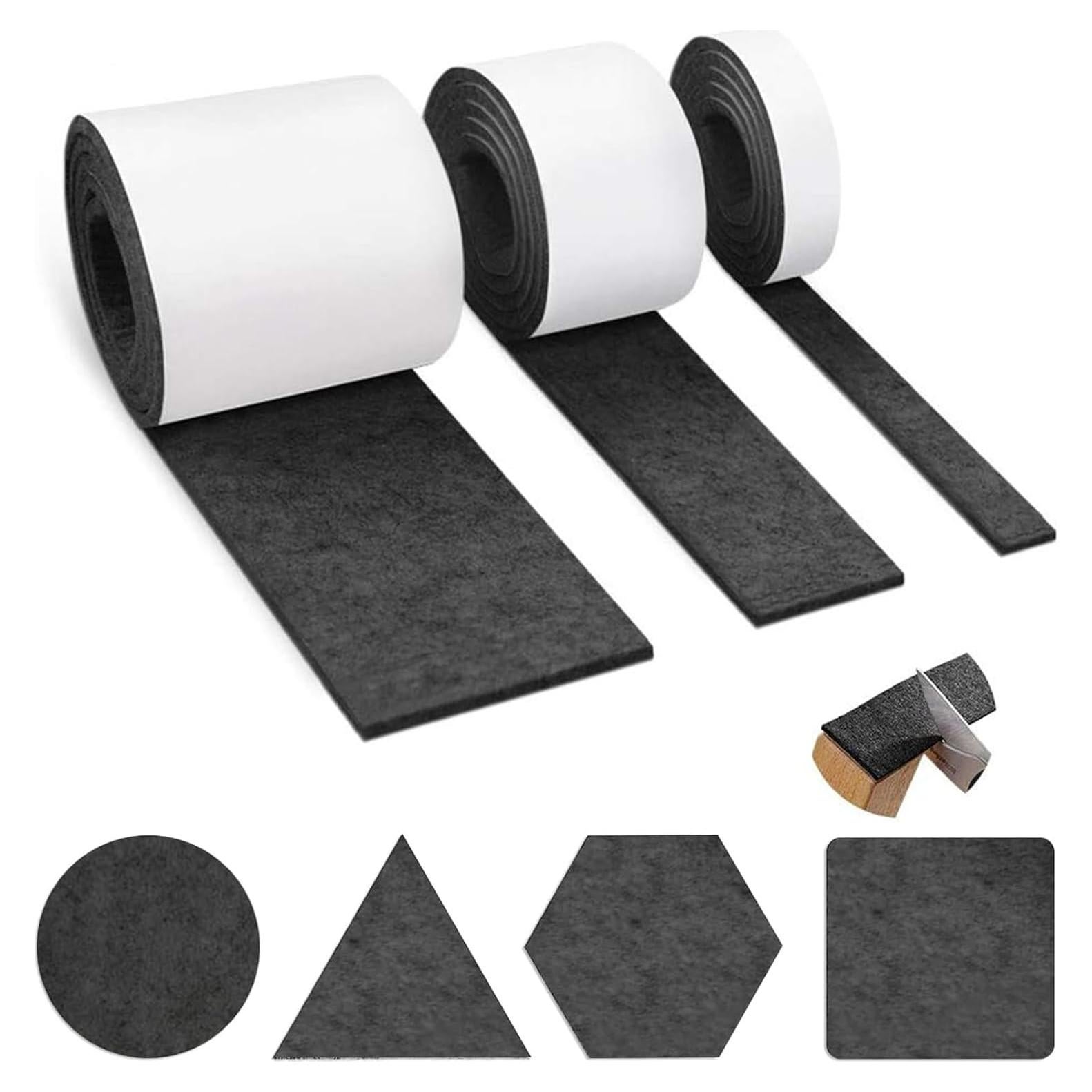 Almohadillas de Fieltro Antideslizantes Yiroired 3 Rollos Negros