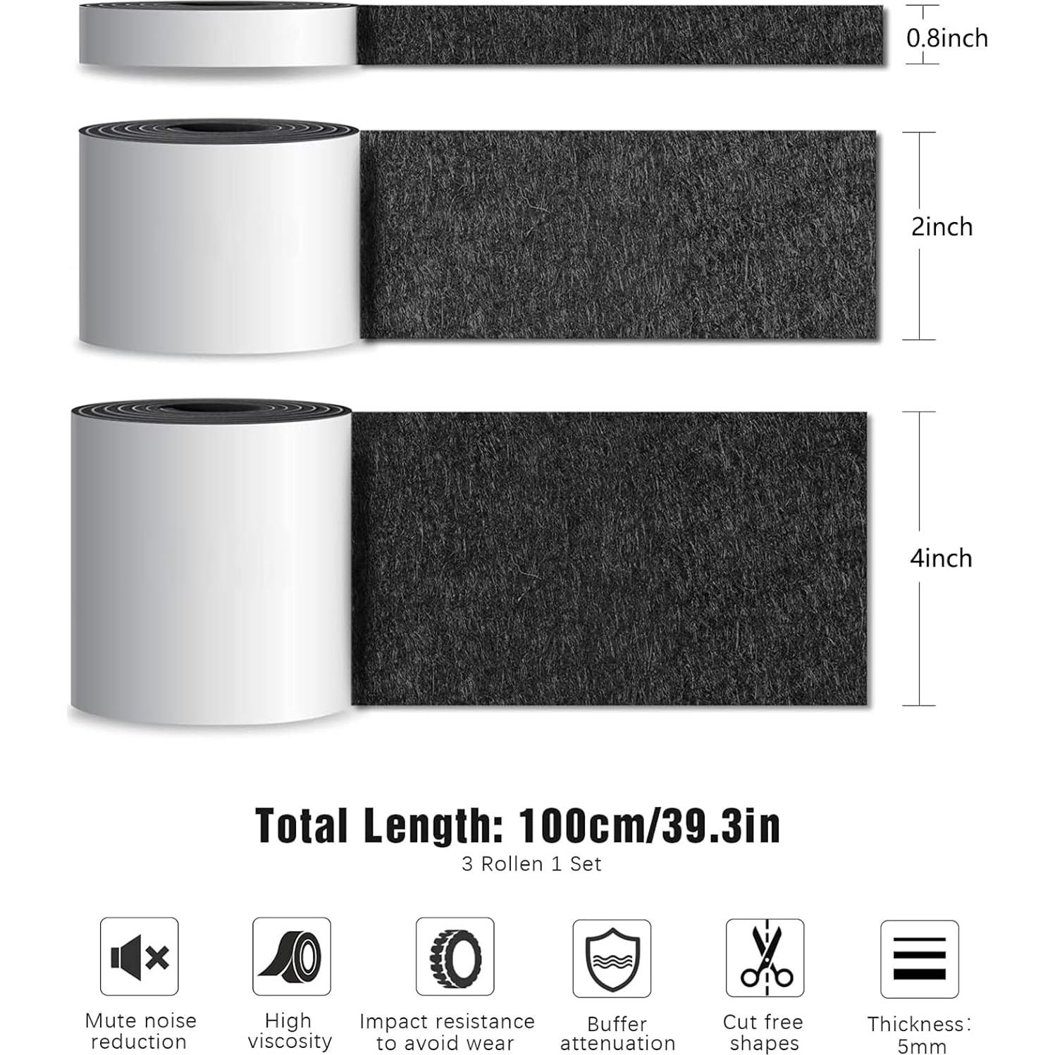 Almohadillas de Fieltro Antideslizantes Yiroired 3 Rollos Negros