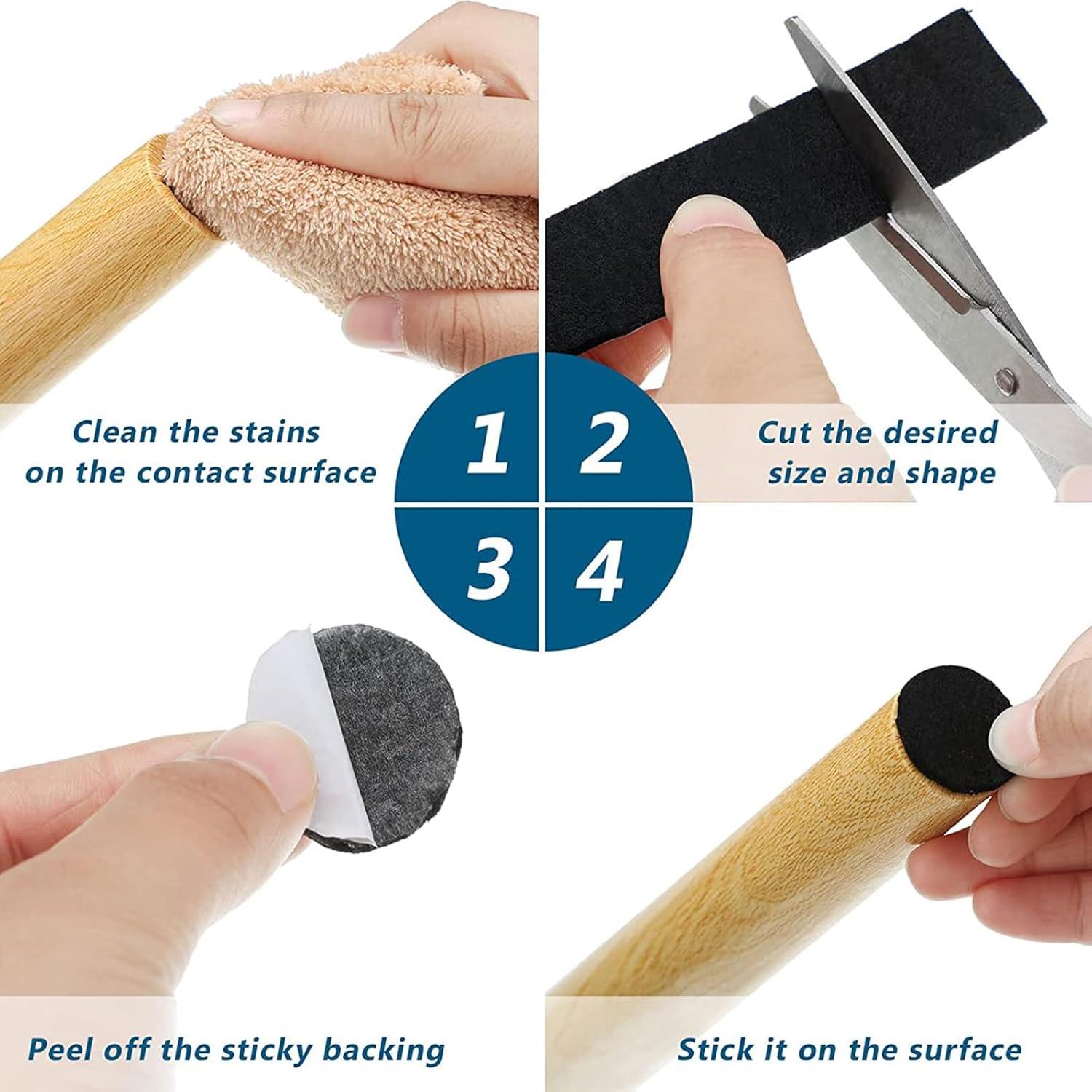 Almohadillas de Fieltro Antideslizantes Yiroired 3 Rollos Negros