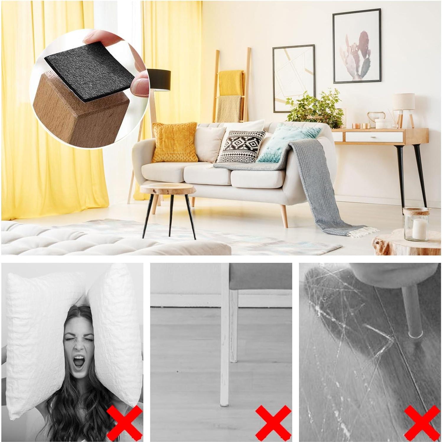 Almohadillas de Fieltro Antideslizantes Yiroired 3 Rollos Negros