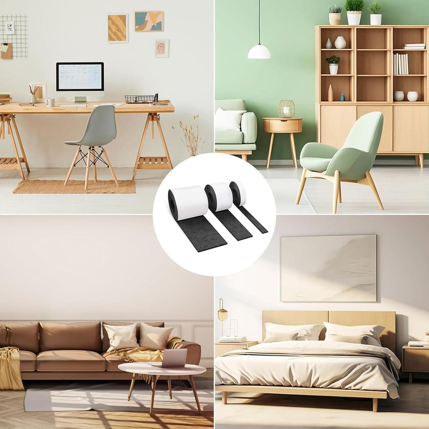 Almohadillas de Fieltro Antideslizantes Yiroired 3 Rollos Negros