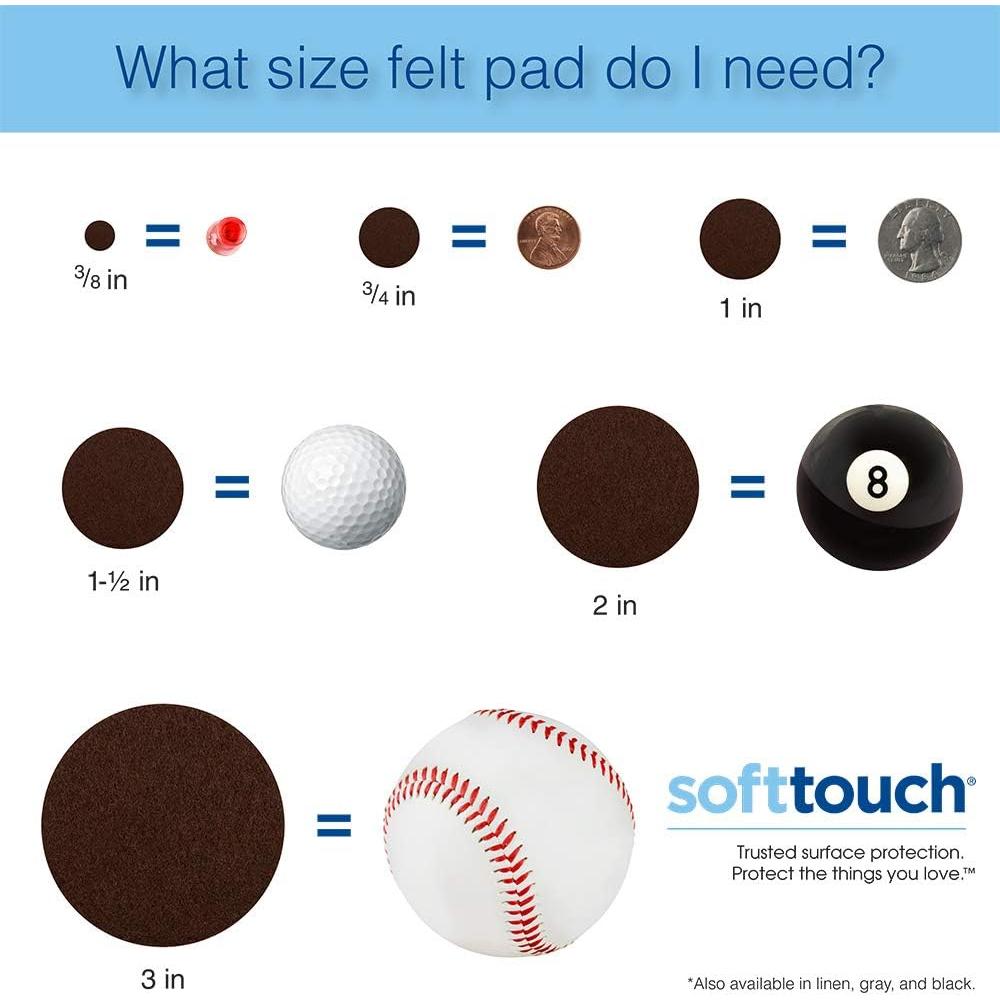 Almohadillas de Fieltro Autoadhesivas SoftTouch 48 Pcs 3.81 cm