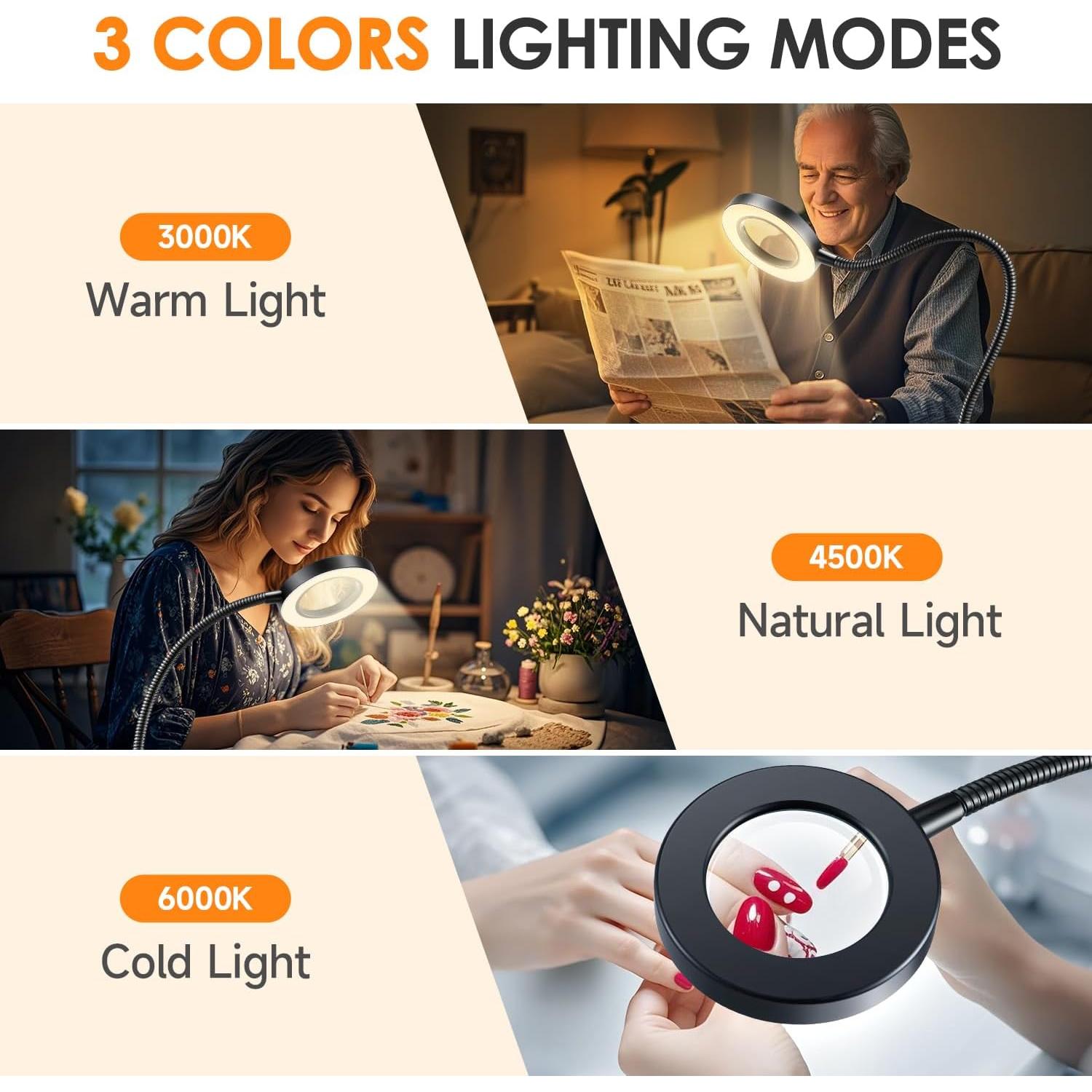 Lupa iluminada 10X Mubarek con luz y clip ajustable