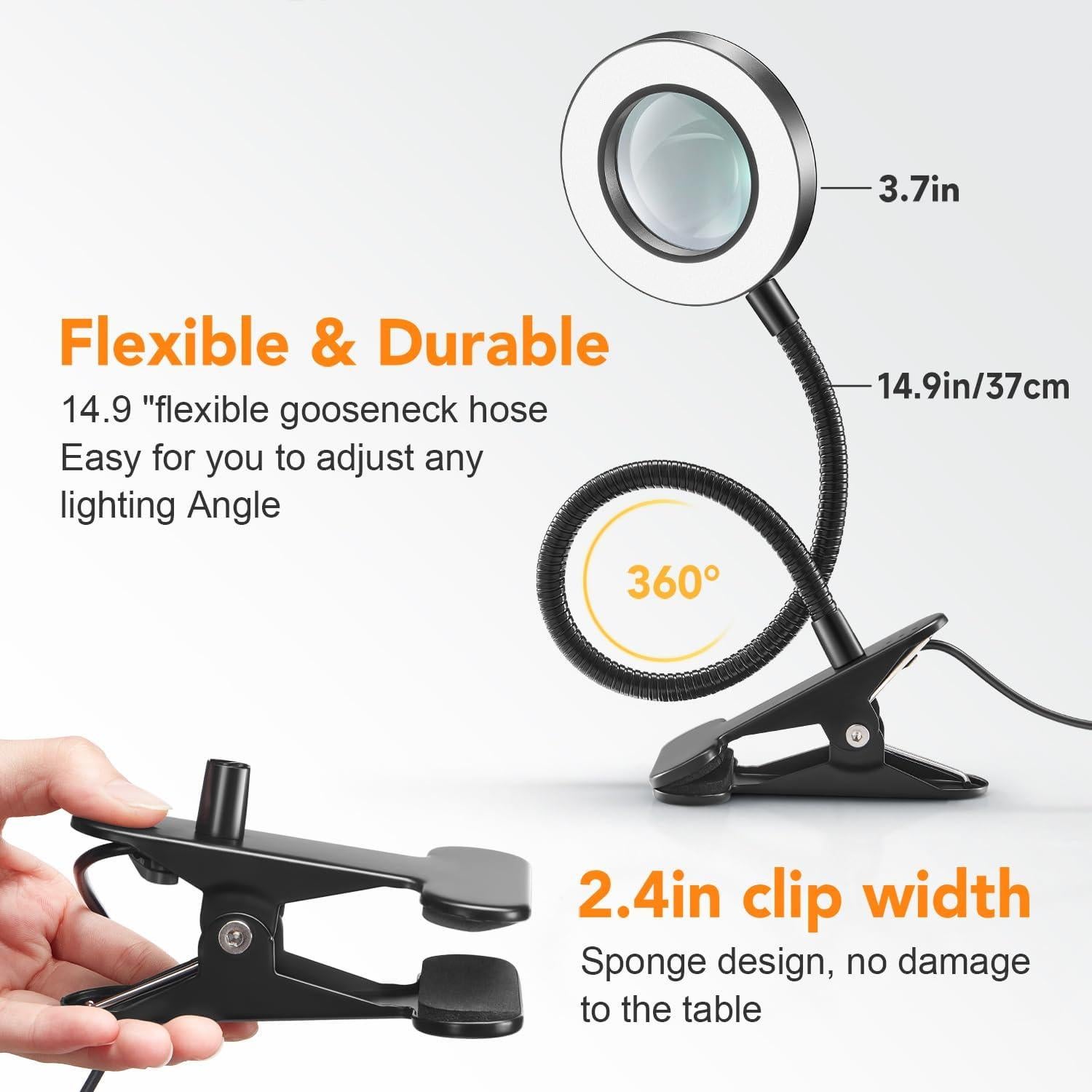 Lupa iluminada 10X Mubarek con luz y clip ajustable
