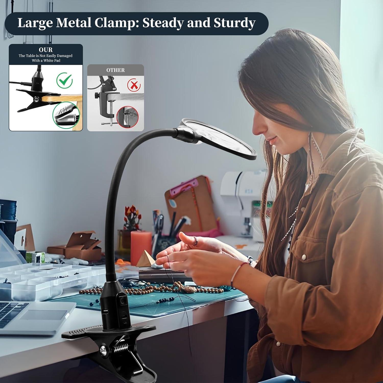 Lupa de 15X con luz LED Huiboer y soporte flexible