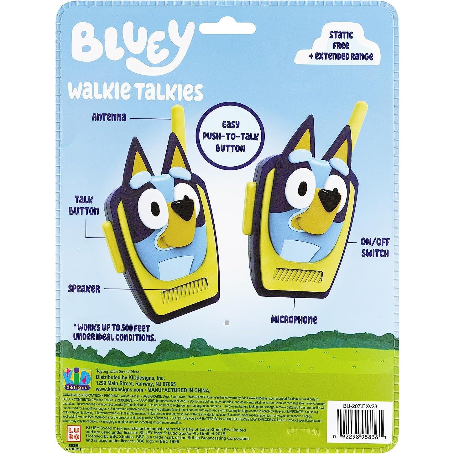 Walkie Talkies Bluey para Niños 500 pies Alcance Divertido