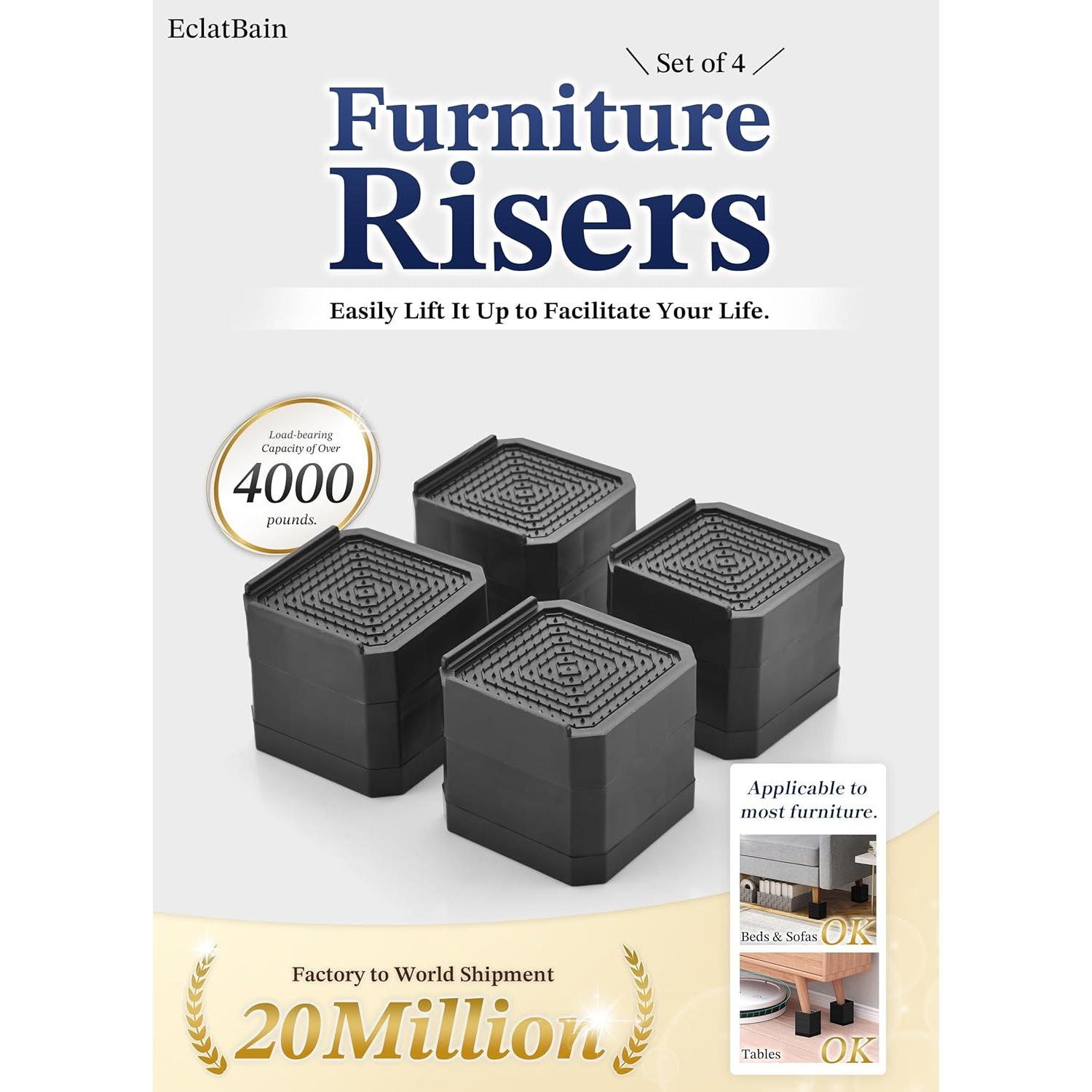 Elevadores de Muebles EclatBain Ajustables 4.3 Pulgadas 4 Piezas