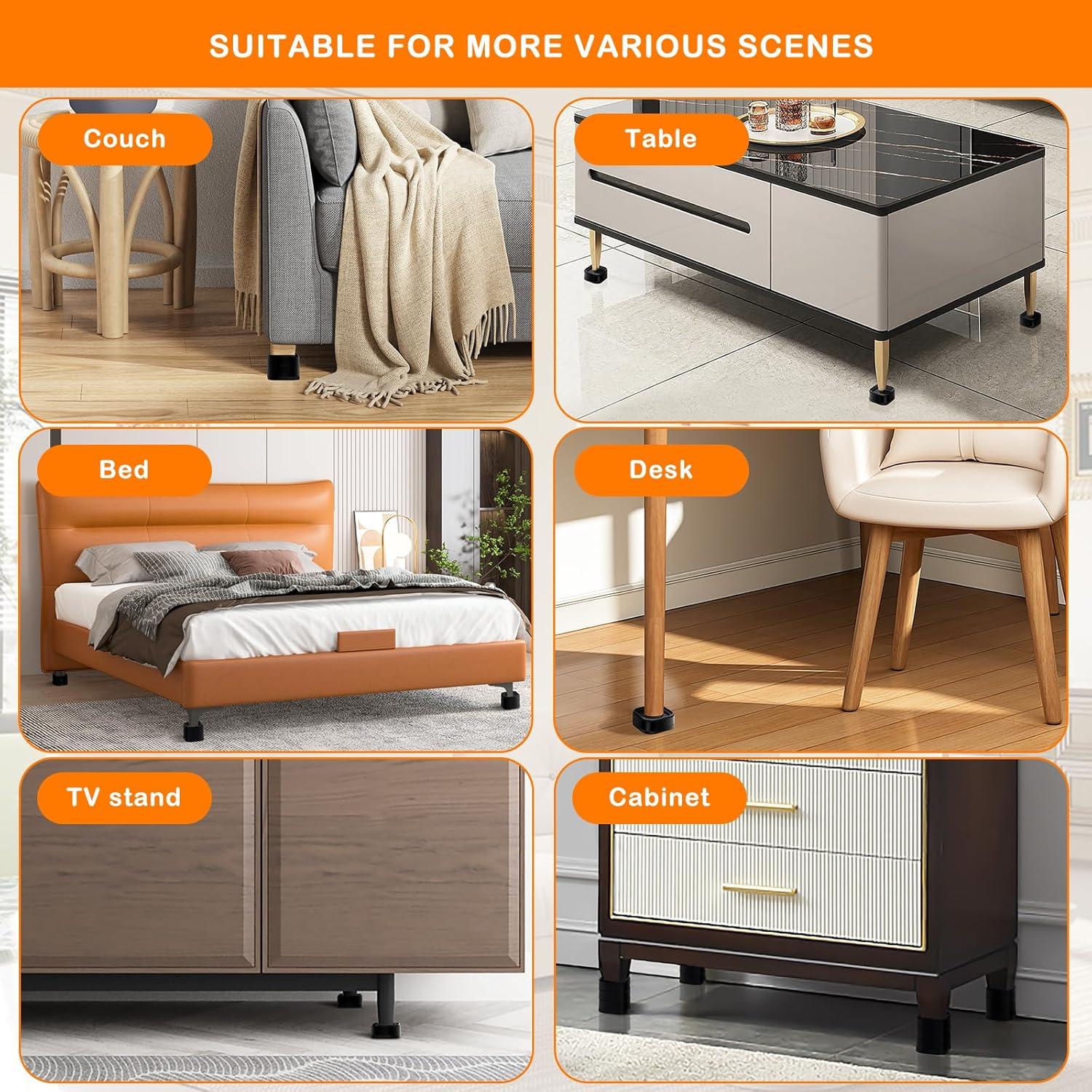 Elevadores de Muebles Ajustables Shouwuhho 8 Piezas Negro