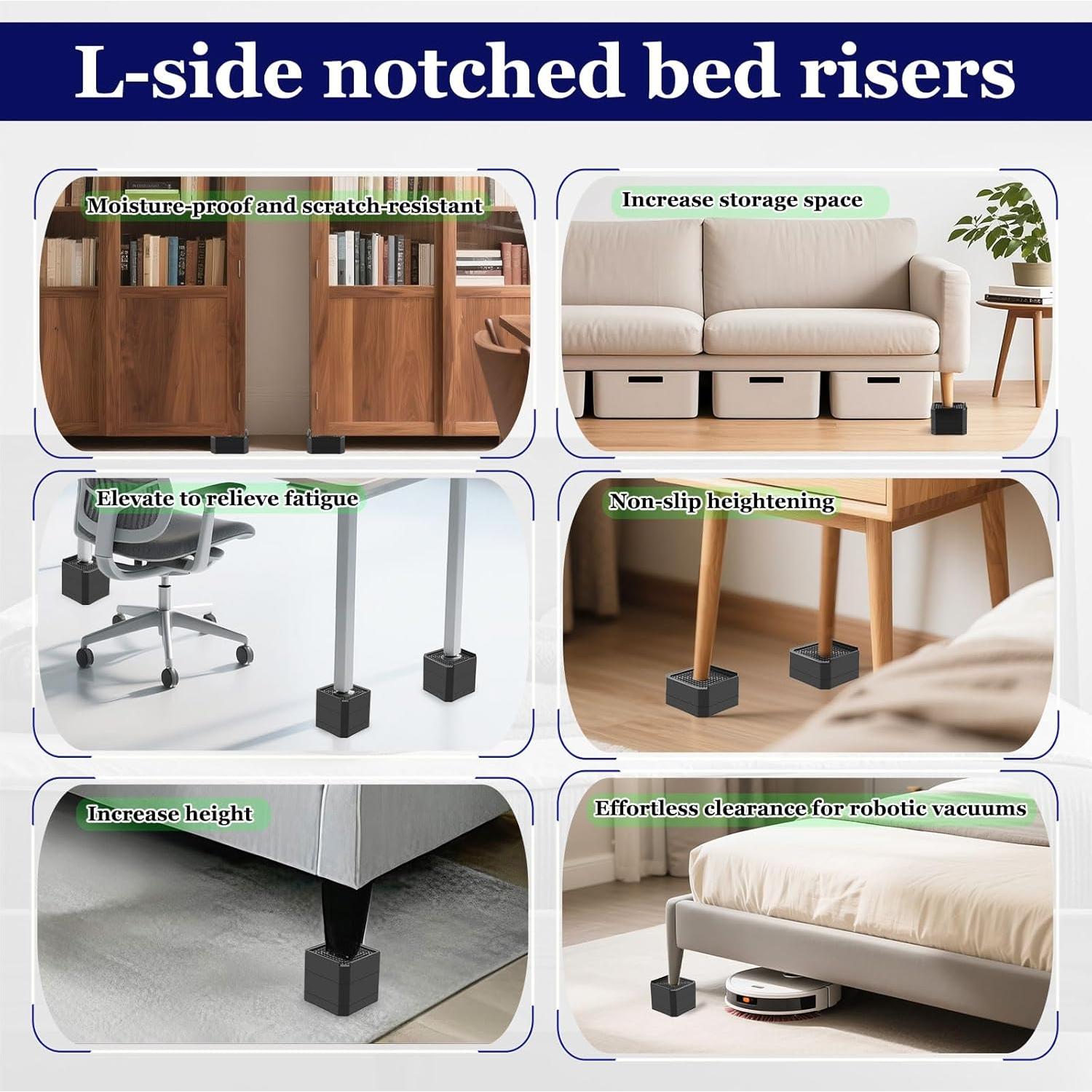 Elevadores de Cama Lsteekoop 4 Paquete 7.6 cm Soporta 1814 kg