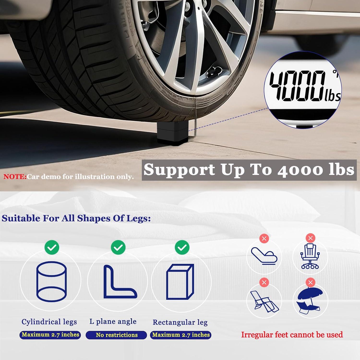 Elevadores de Cama Lsteekoop 4 Paquete 7.6 cm Soporta 1814 kg