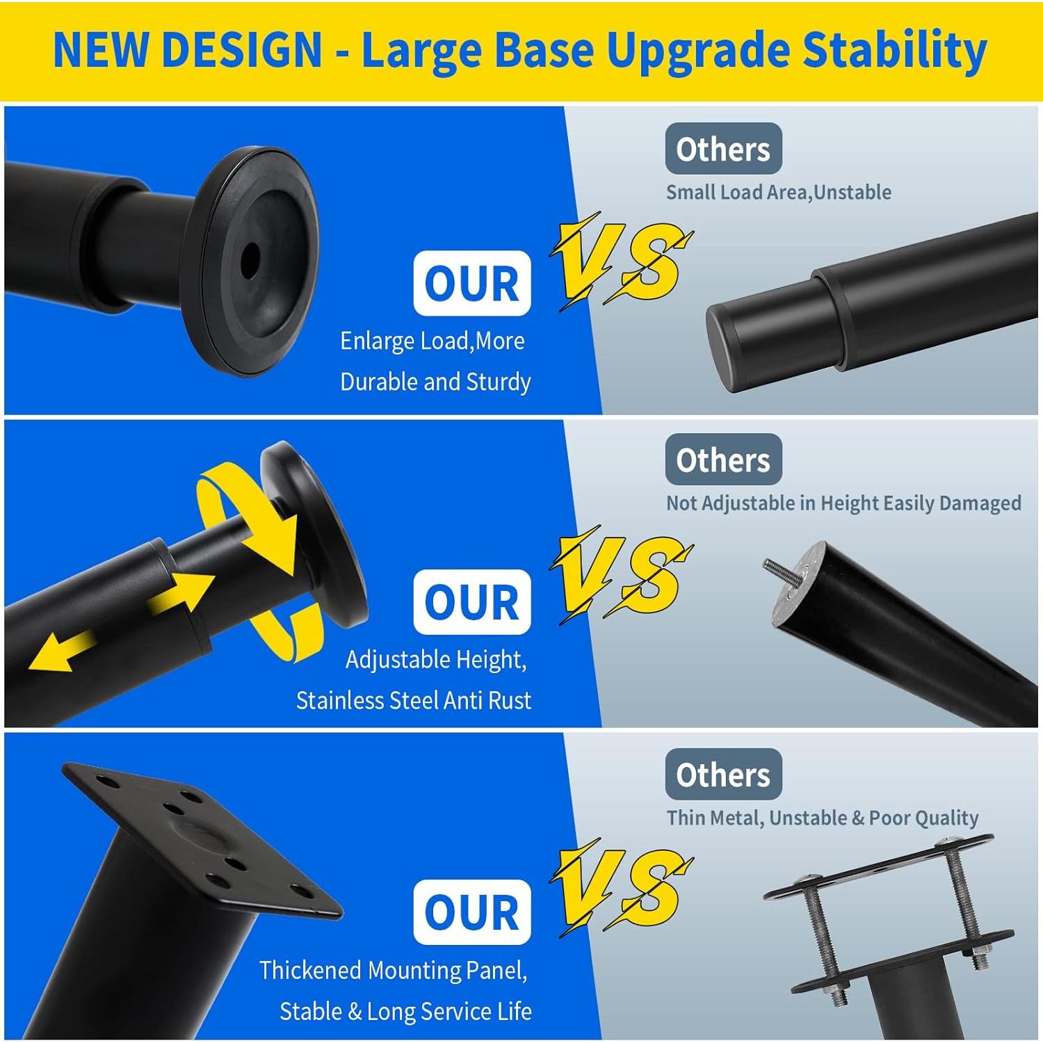 Patas de Muebles Ajustables Olldag 4 Pcs 8-12 cm Metal Negro