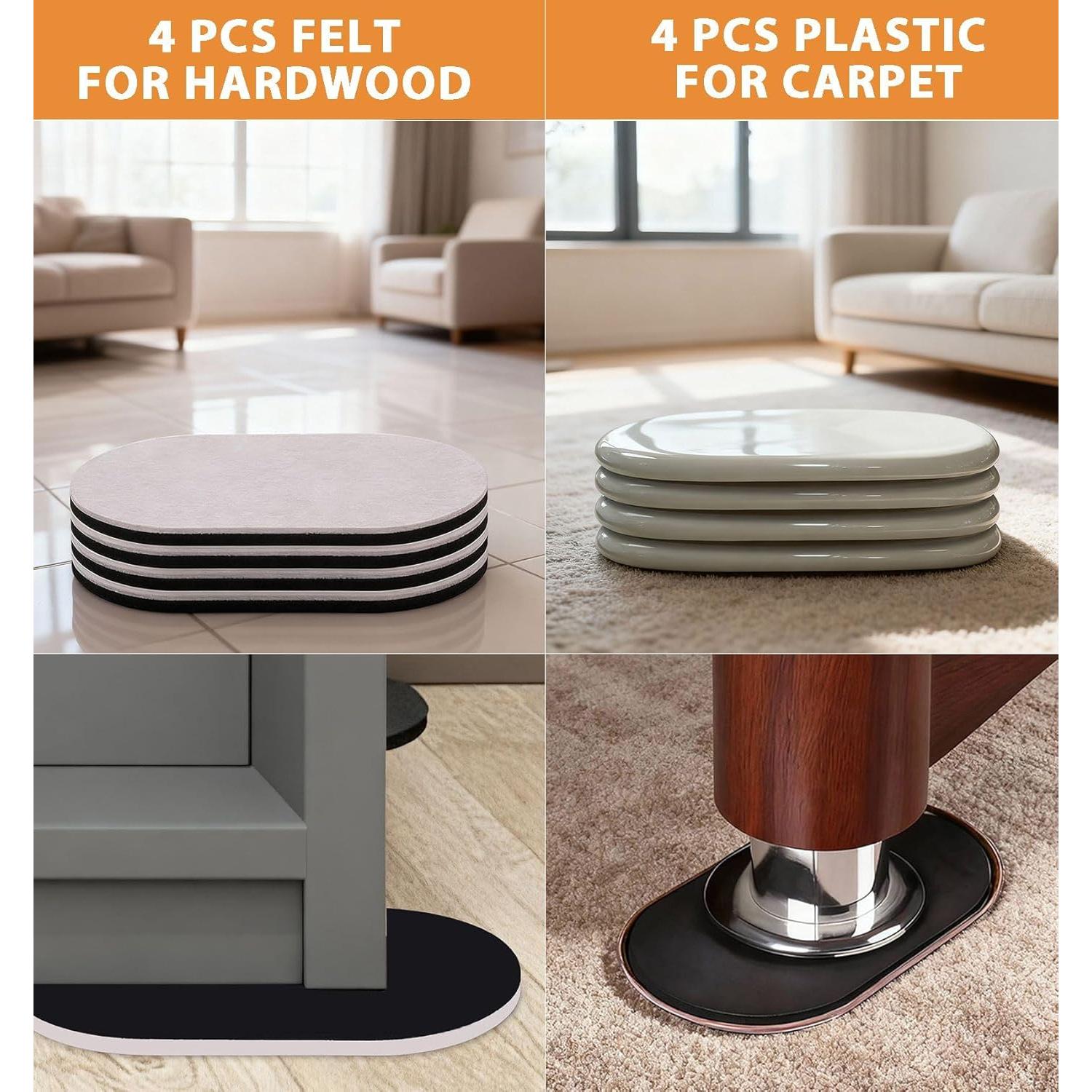 Kit de 8 Deslizadores de Muebles Vanteen - Fieltro y Plástico