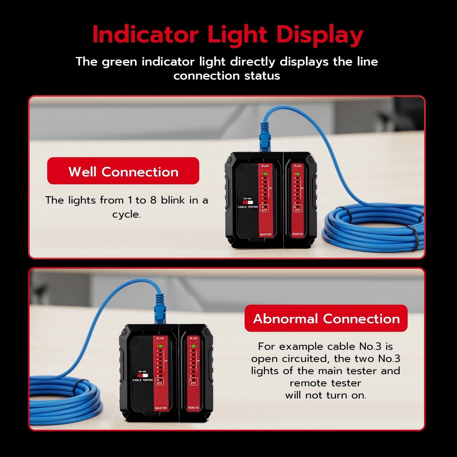Probador de Cable de Red Mcbazel MT-020795 RJ45 RJ11 CAT5 CAT6