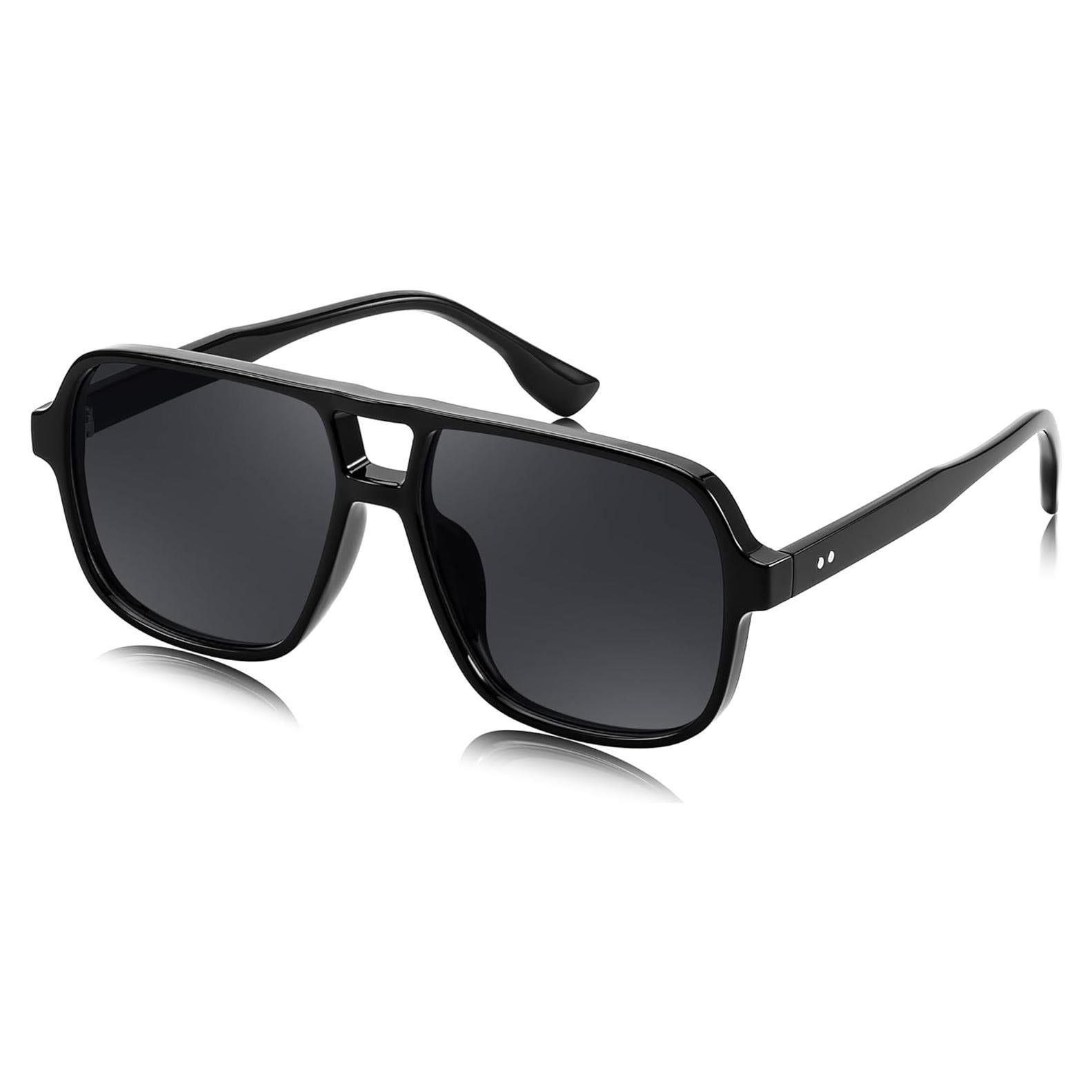 FEISEDY Retro Square Aviator Sunglasses Women Men 70s Vintage Trendy Plastic Frame Sun Glasses B4158