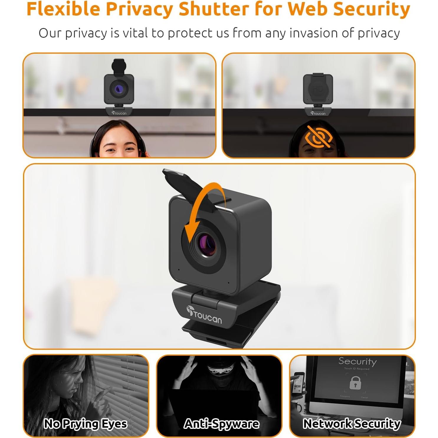 Cámara Web TOUCAN 1080P con Micrófono y Visión 115°