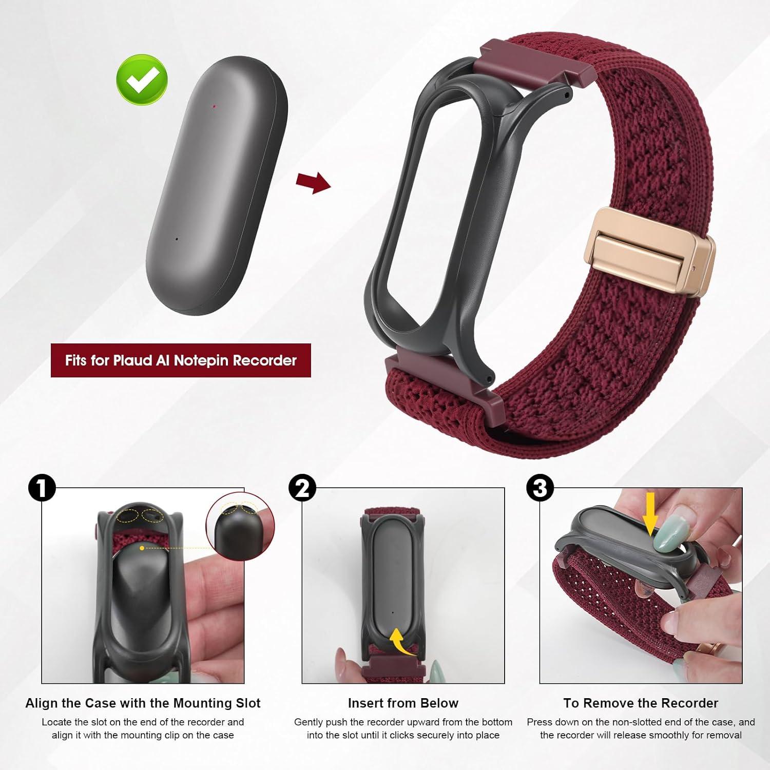 Correa de Nylon Ajustable para Smartwatch + Funda PLAUD AI NotePin