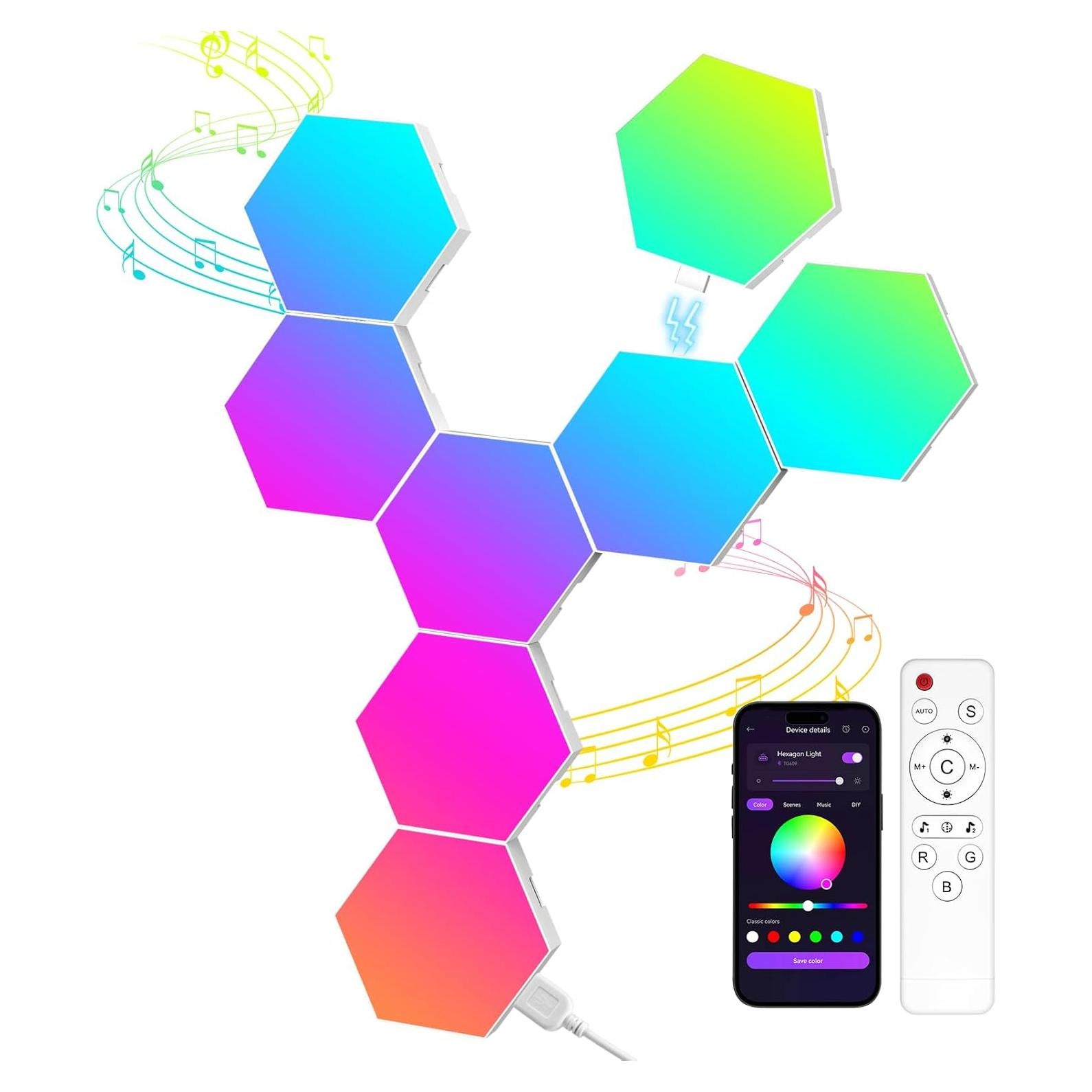 Paneles LED Hexagonales 8 Pack MeRGBW - Luces RGB Inteligentes