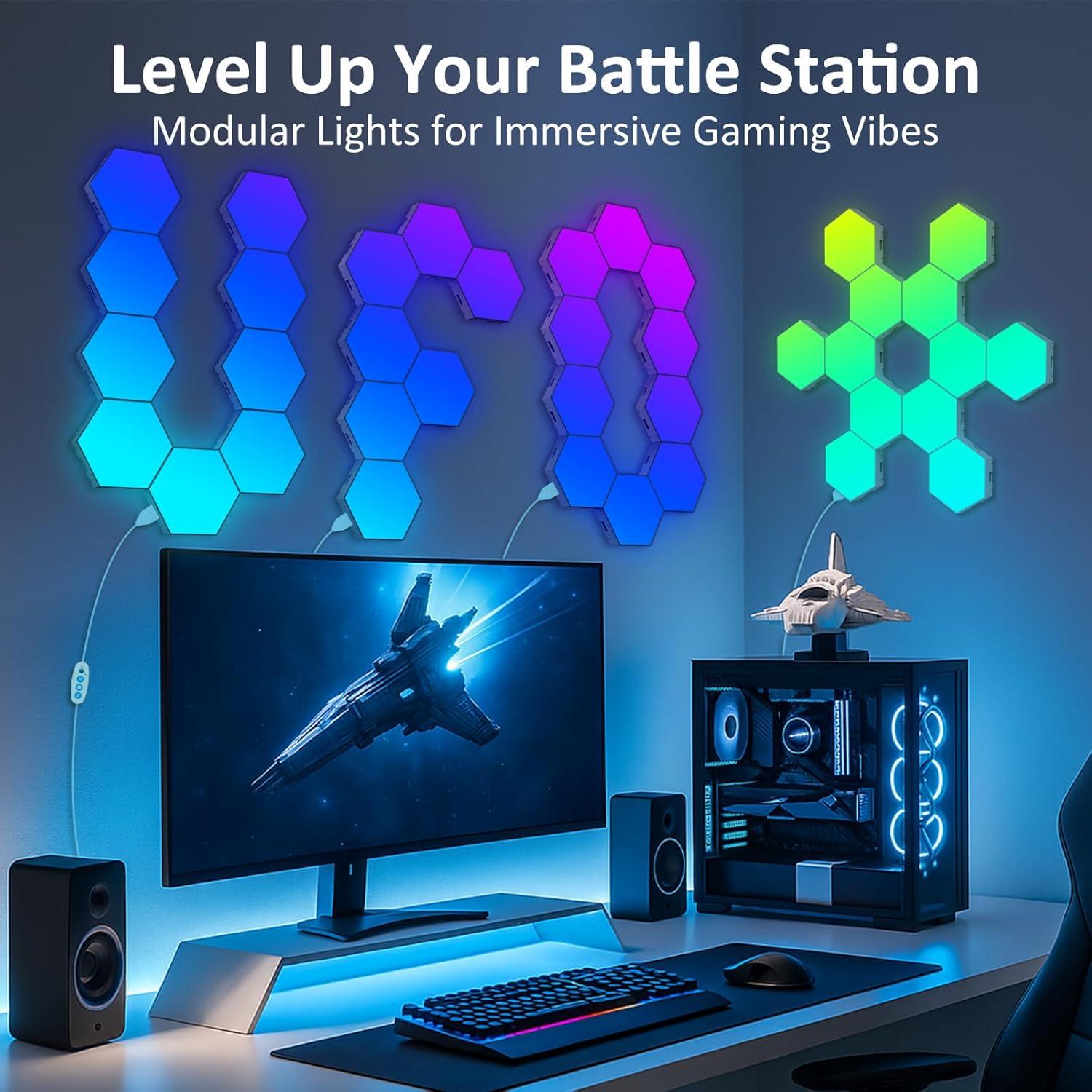 Paneles LED Hexagonales 8 Pack MeRGBW - Luces RGB Inteligentes