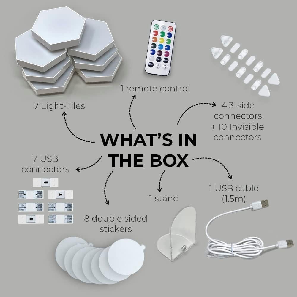 Emberela HEXlights 7-Pack Luces LED Hexagonales RGB