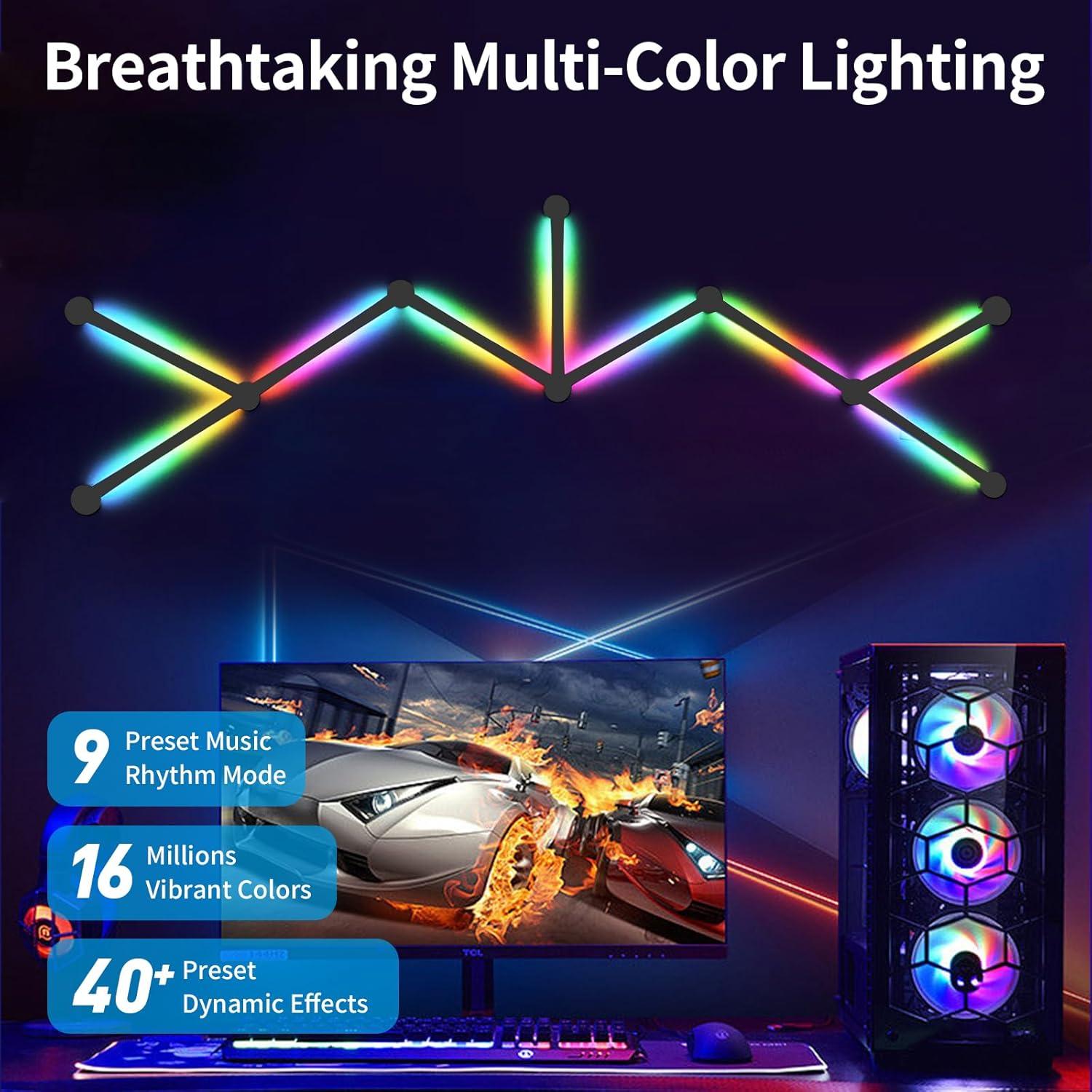 Luz de Pared LED RGB TOHETO Kit 9 Líneas Modular Wi-Fi
