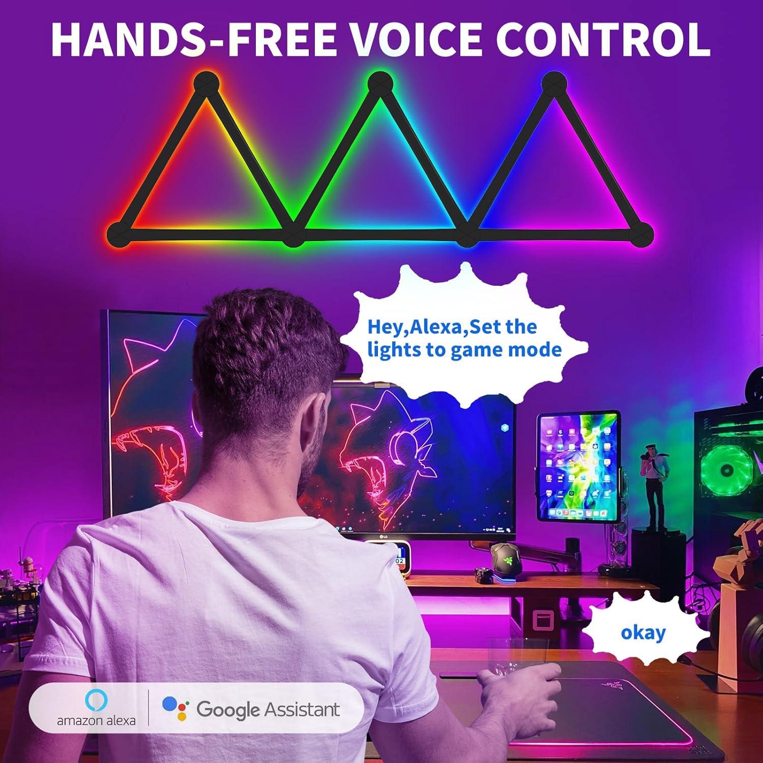 Luz de Pared LED RGB TOHETO Kit 9 Líneas Modular Wi-Fi