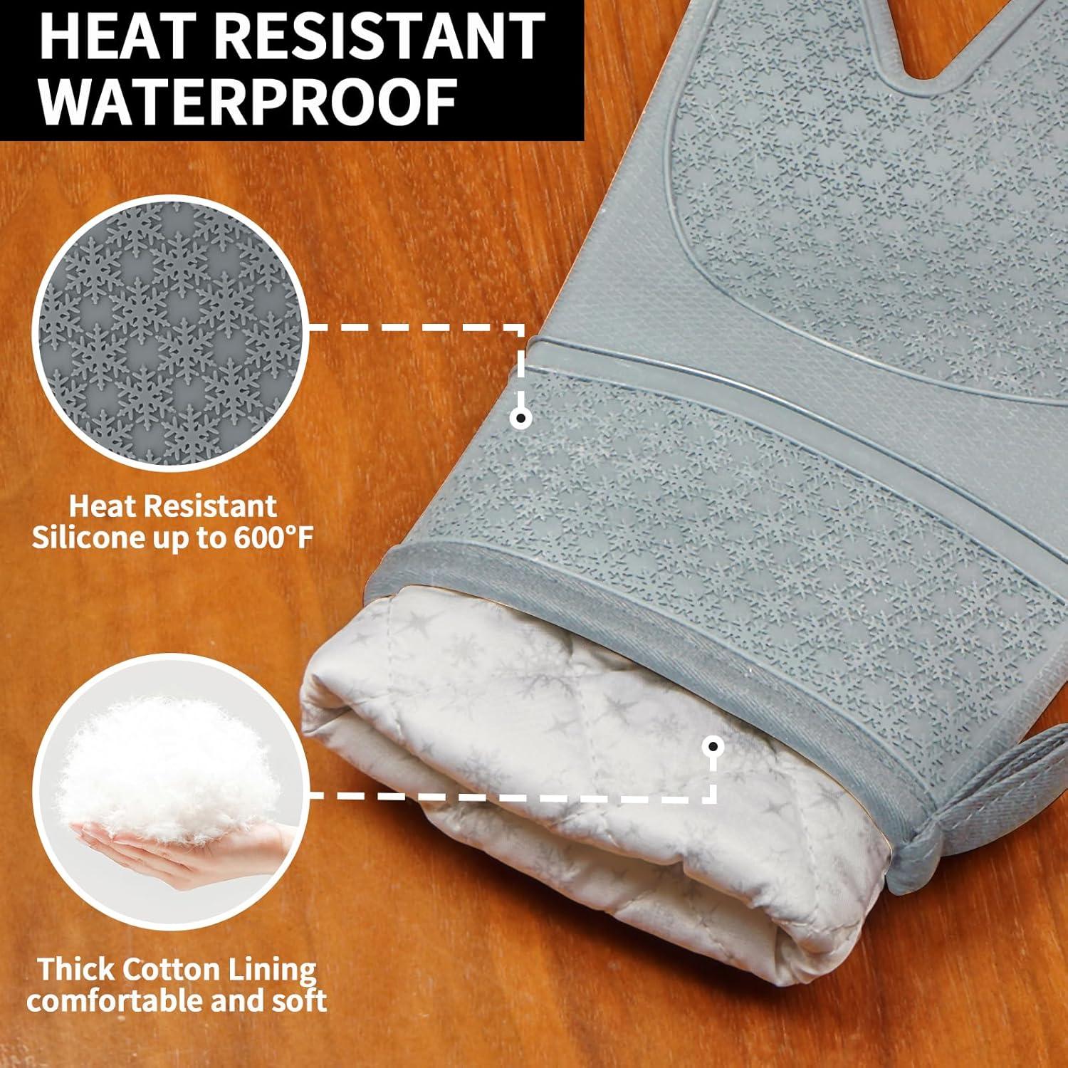 Guantes de Horno de Silicona Hovico 2PCS Resistentes al Calor 260°C