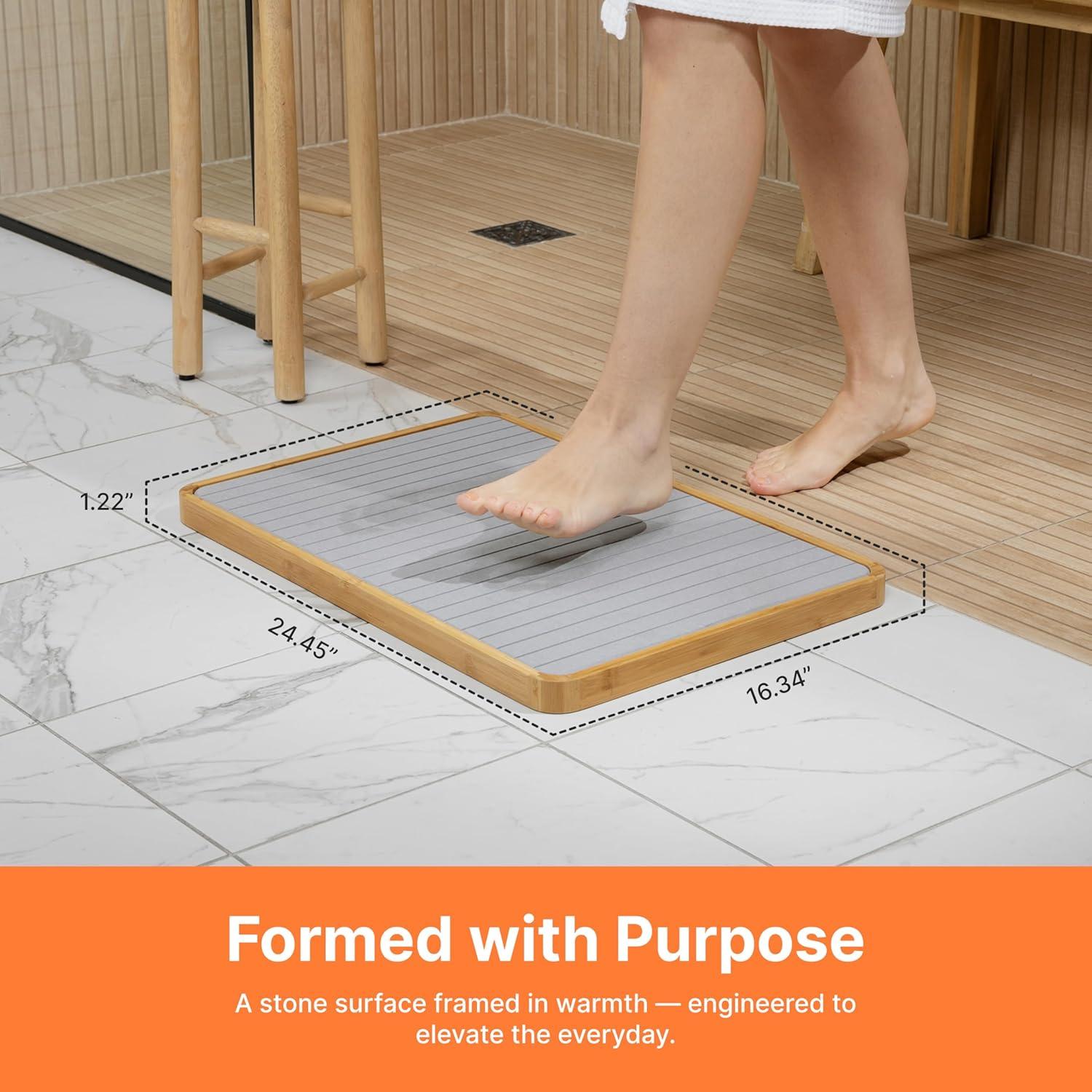 Alfombra de Baño Diatomácea Formed Objects 74x41 cm Gris Piedra