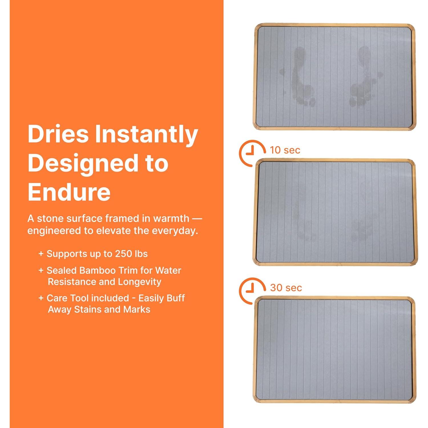 Alfombra de Baño Diatomácea Formed Objects 74x41 cm Gris Piedra