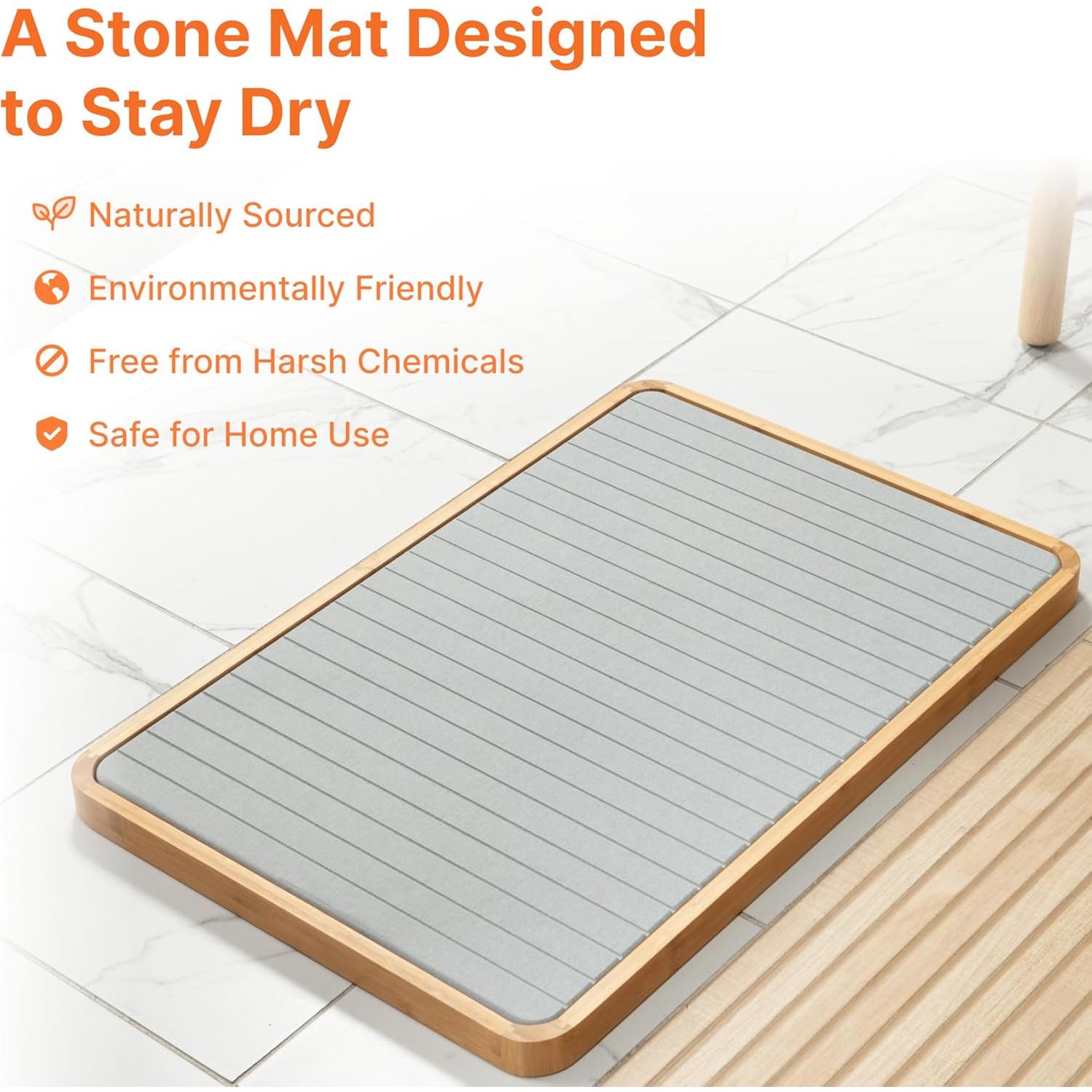 Alfombra de Baño Diatomácea Formed Objects 74x41 cm Gris Piedra