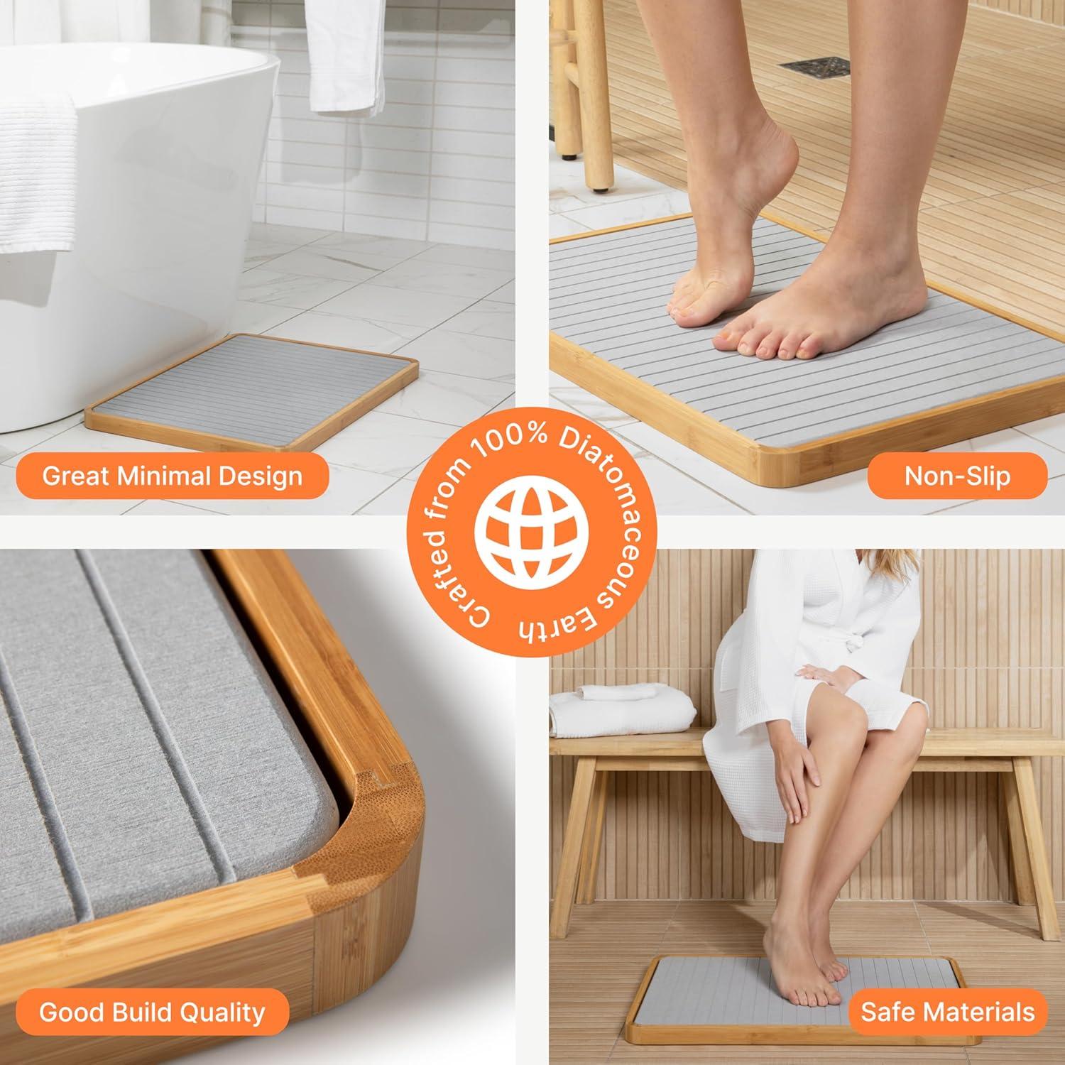 Alfombra de Baño Diatomácea Formed Objects 74x41 cm Gris Piedra