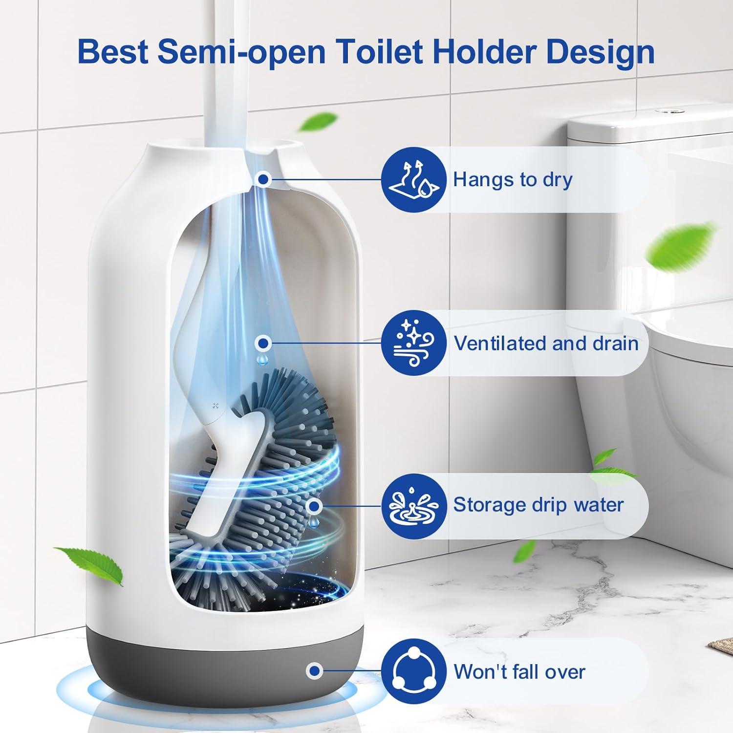 Cepillo de Inodoro de Silicona HAMITOR con Soporte Ventilado