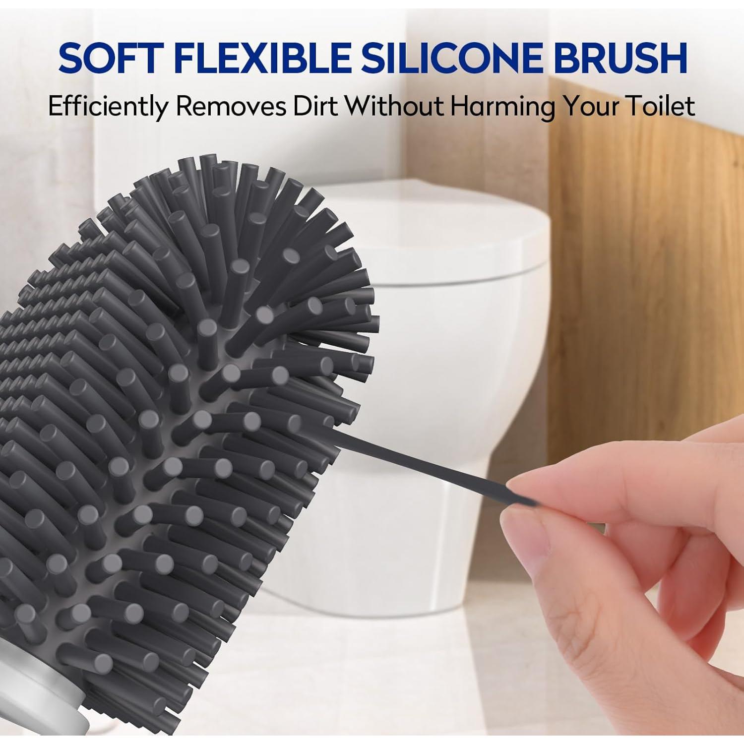 Juego de Limpieza de Inodoro Aokala - Cepillo Silicona Gris Claro