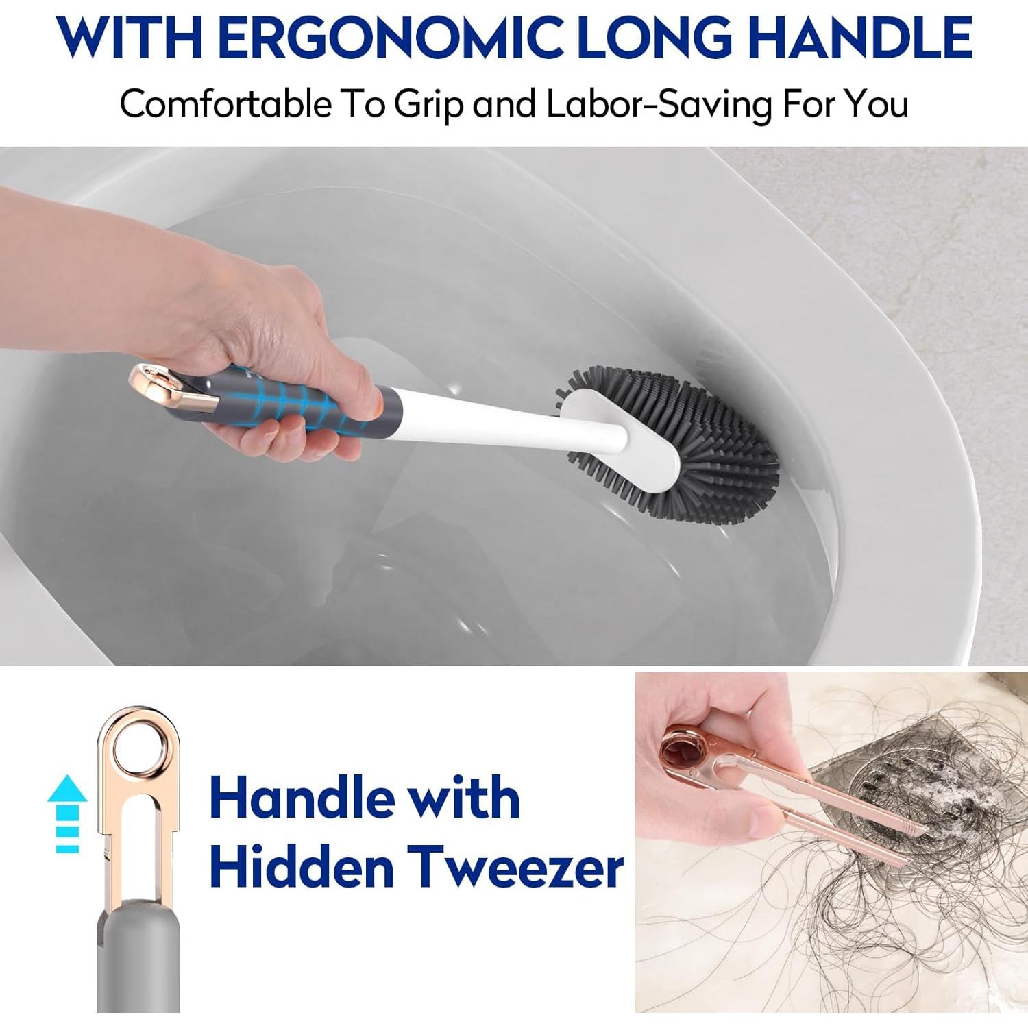 Juego de Limpieza de Inodoro Aokala - Cepillo Silicona Gris Claro