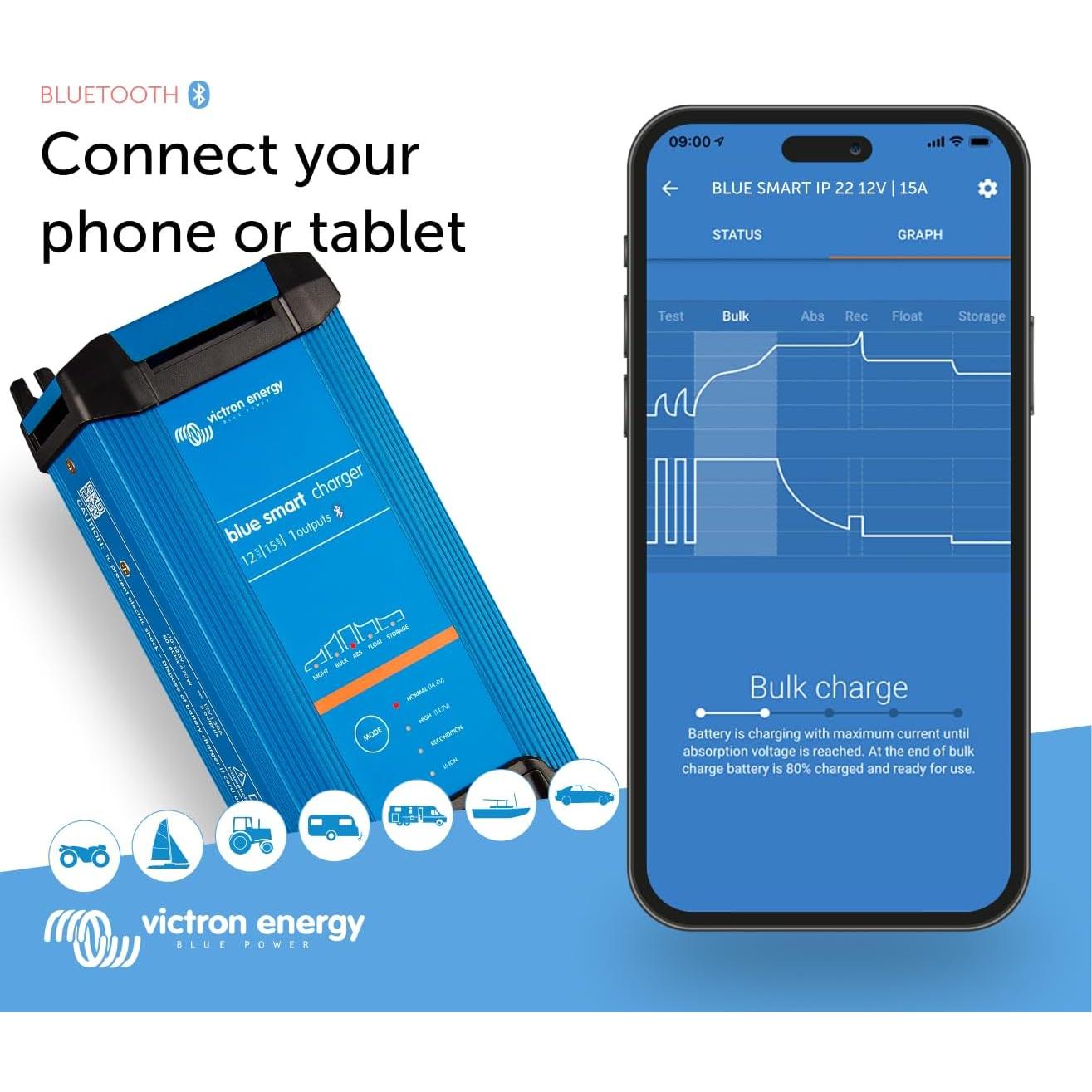 Cargador de batería Victron Energy Blue Smart IP22 12V 15A
