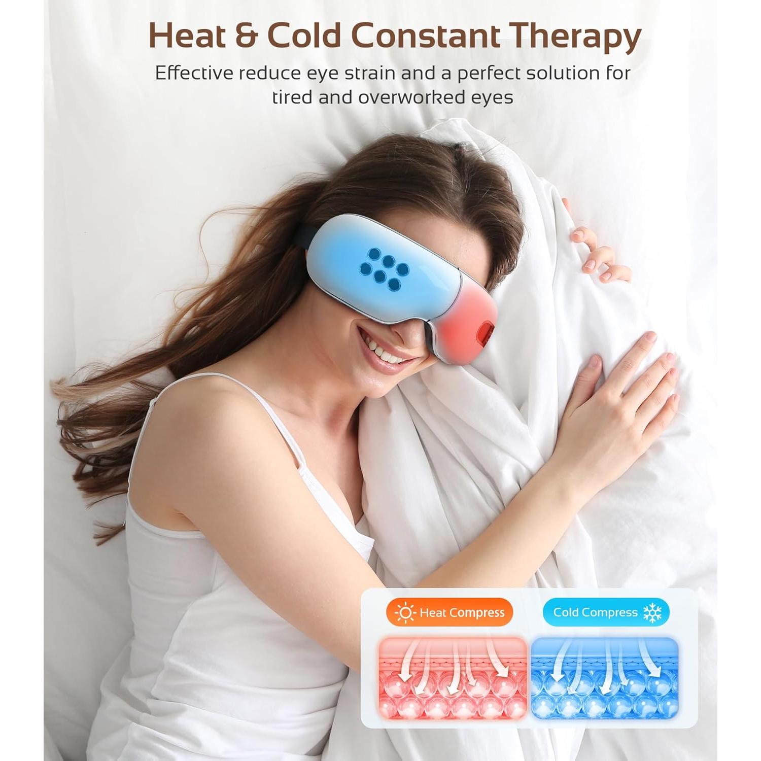 Masajeador de Ojos BOQUBOO con Calor y Enfriamiento, 4 Modos