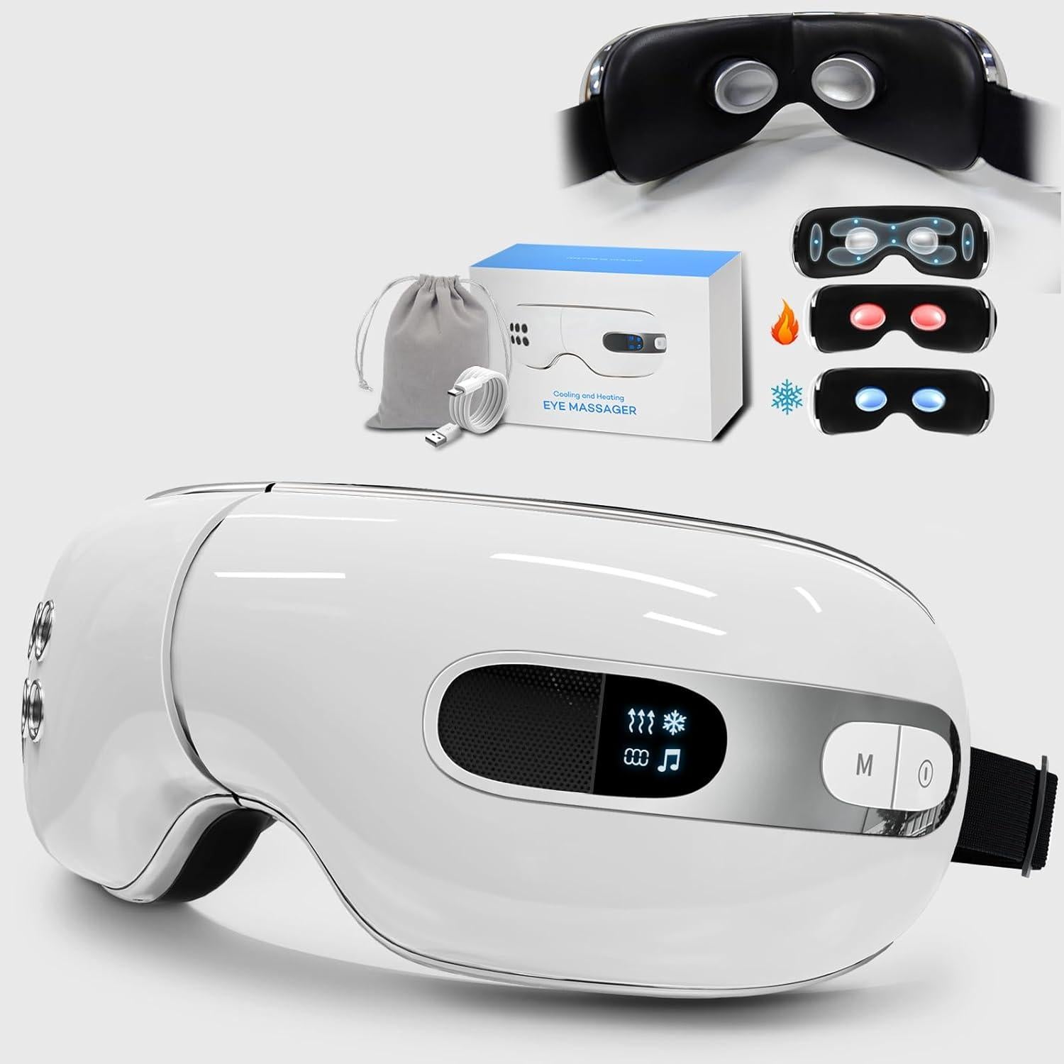 Masajeador de Ojos BOQUBOO con Calor y Enfriamiento, 4 Modos