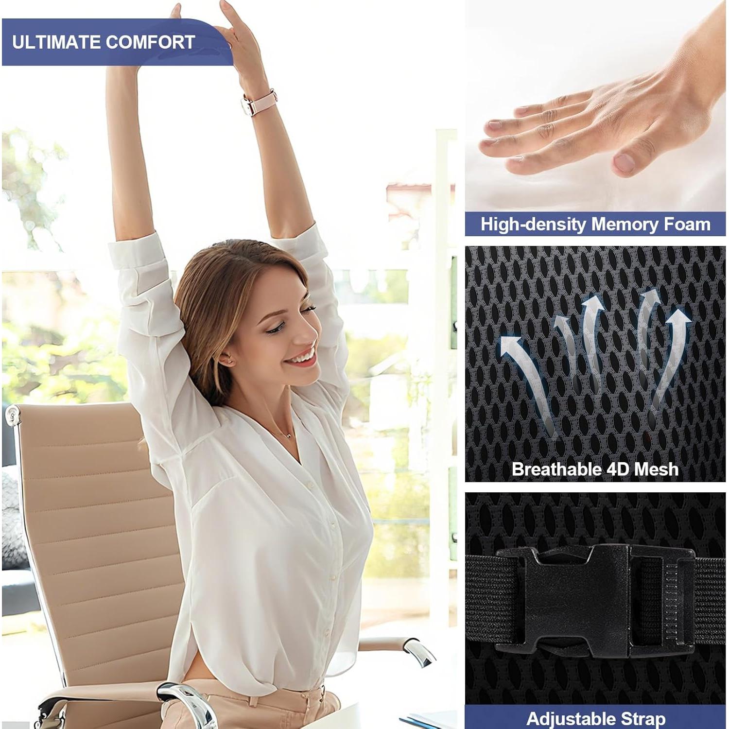 Almohada de Soporte Lumbar BYMECOST Espuma Viscoelástica Negra