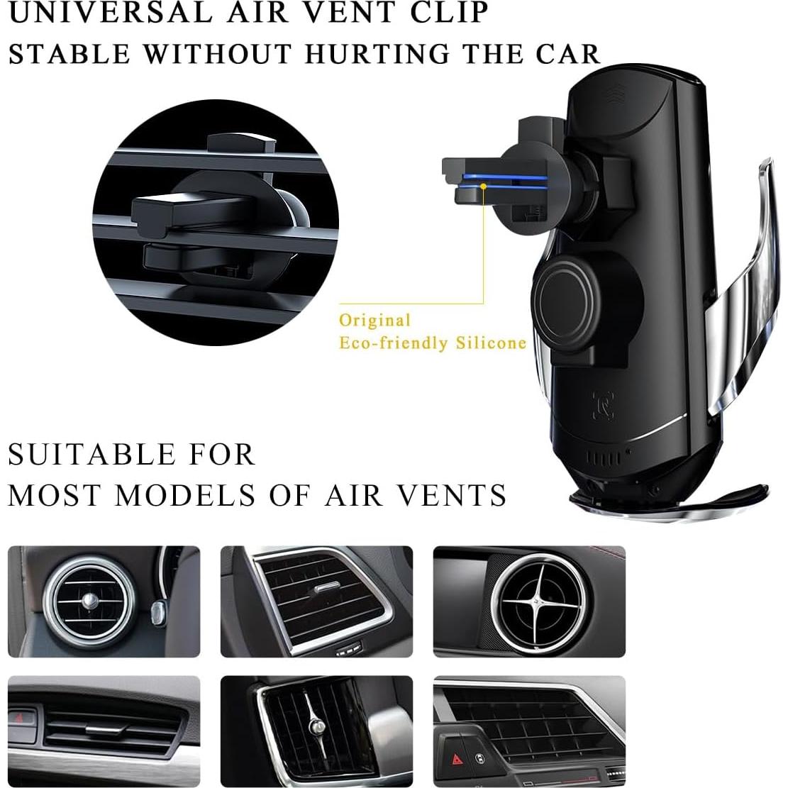 Soporte Cargador Inalámbrico Ohleats 15W para Coche Plata