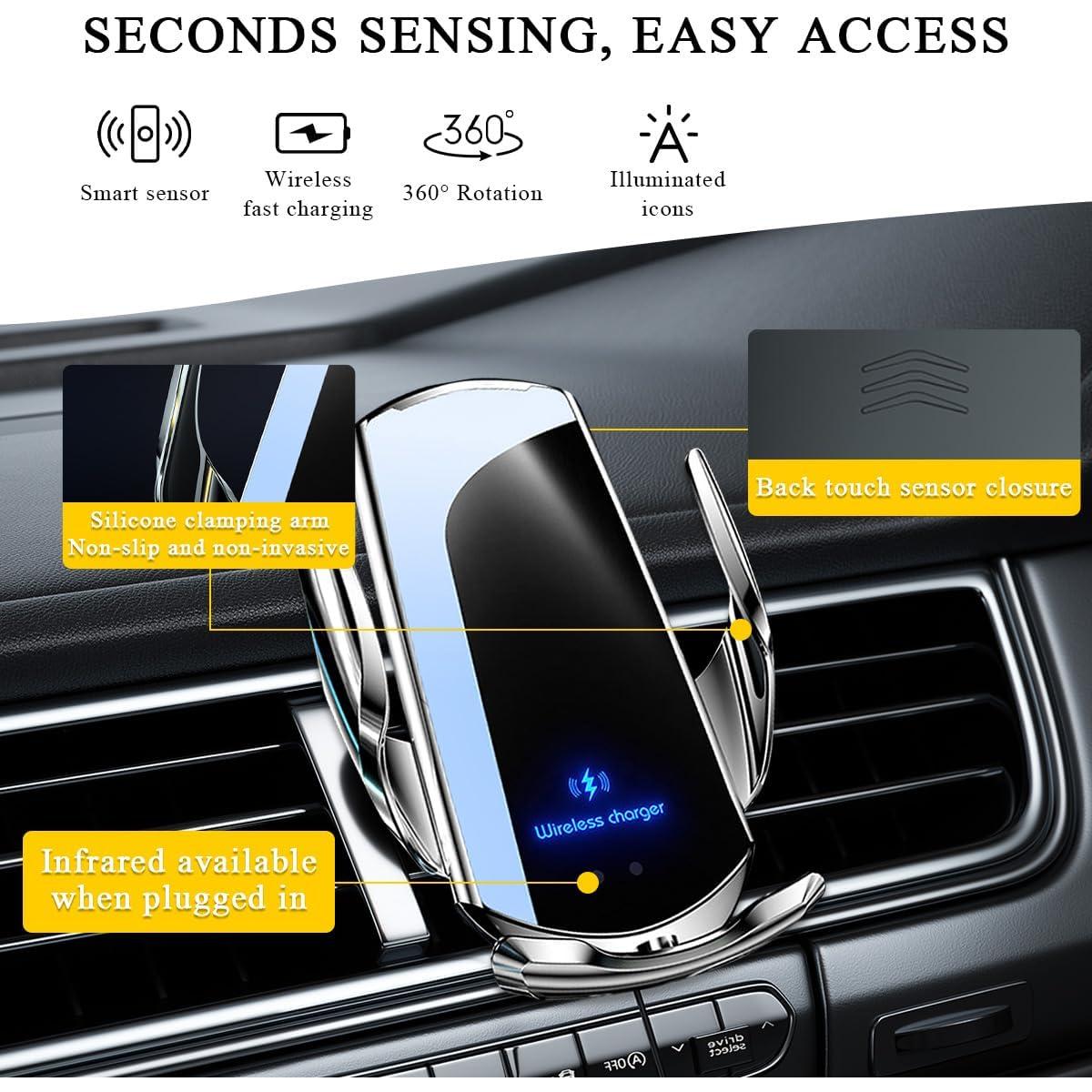 Soporte Cargador Inalámbrico Ohleats 15W para Coche Plata