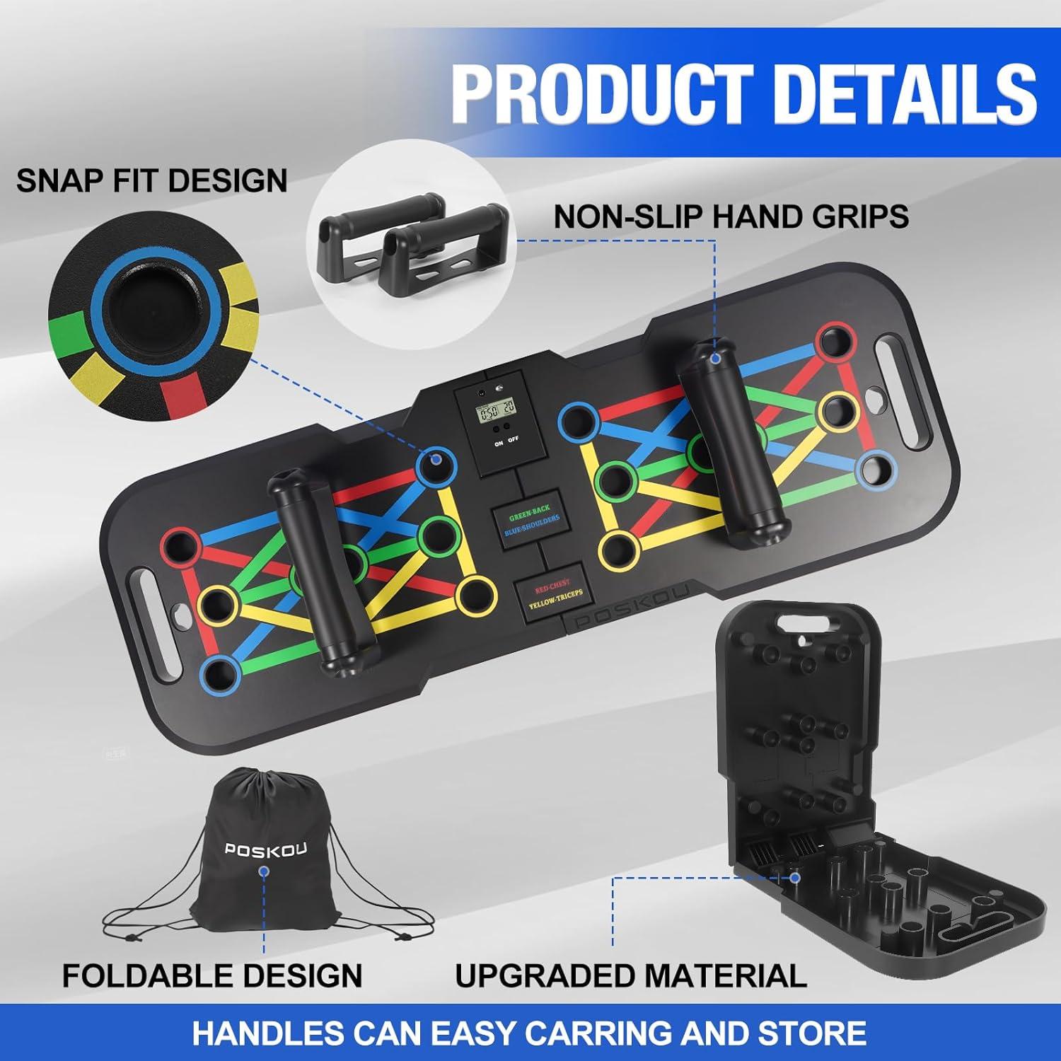 Tabla de Flexiones con Contador POSKOU - Plegable y Duradera