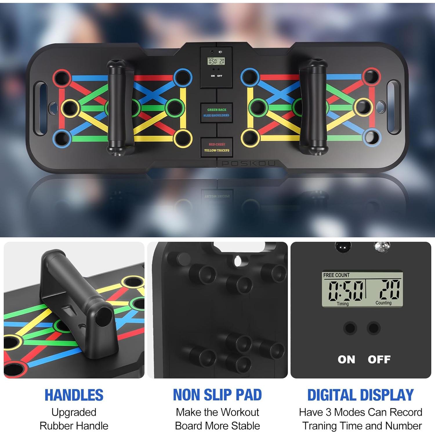 Tabla de Flexiones con Contador POSKOU - Plegable y Duradera