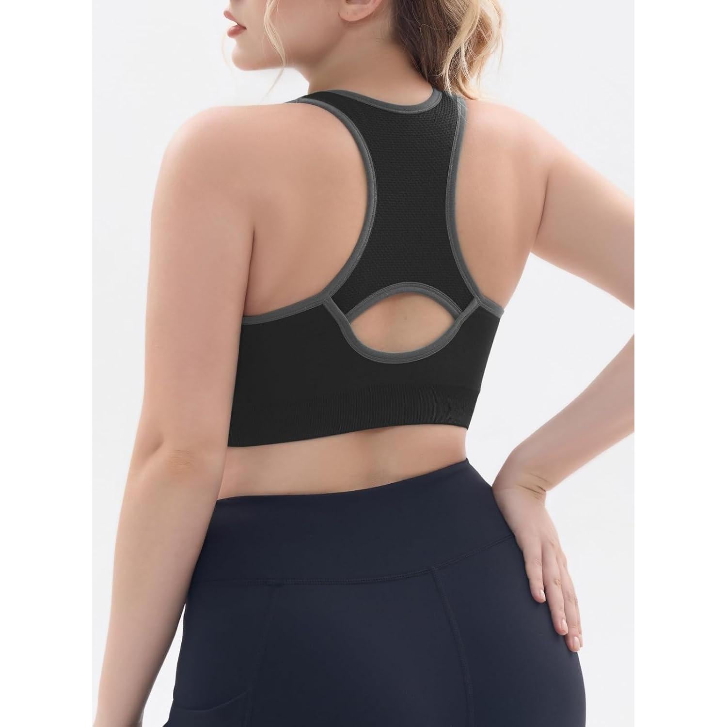 Sujetador Deportivo FITTIN Mujer Mediano 3 Pzas Gris Negro Plateado