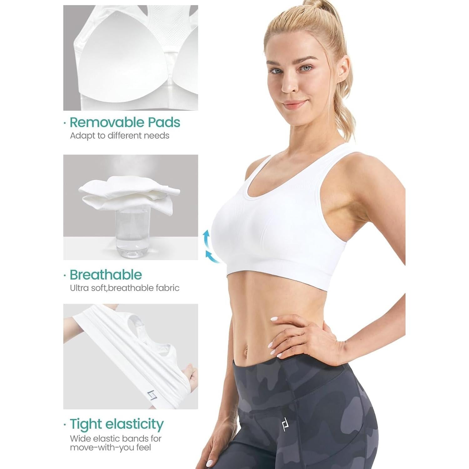 Sujetador Deportivo FITTIN Mujer Mediano 3 Pzas Gris Negro Plateado