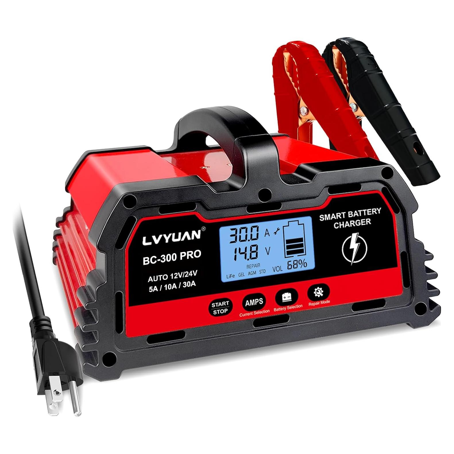 Cargador de batería inteligente LVYUAN 30A 12V/24V LCD